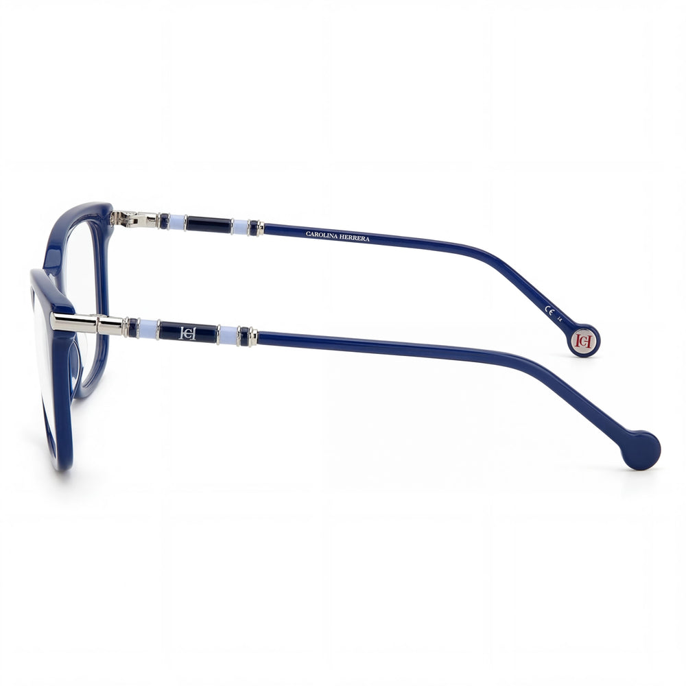 Carolina Herrera CH 0028 Women's Blue Acetate Cat Eye Polarized Sunglasses with Transparent Polycarbonate Lenses 53-18-145