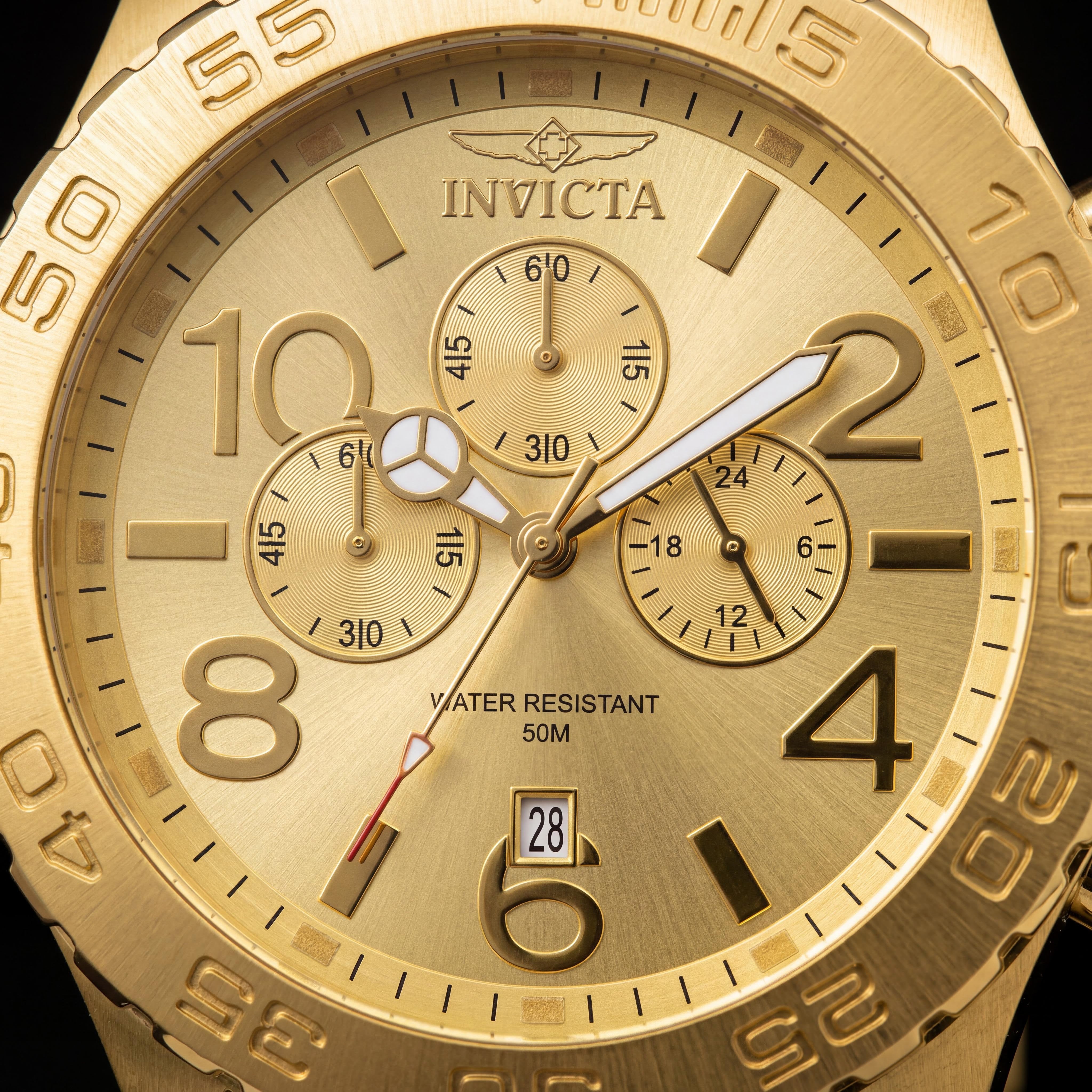 Reloj Invicta de Hombre con Brazalete, Chapado en Oro de 18K, Acero Inoxidable, Esfera Tono Dorado, Redondo, Cronógrafo, Resistente al Agua, Photo 2