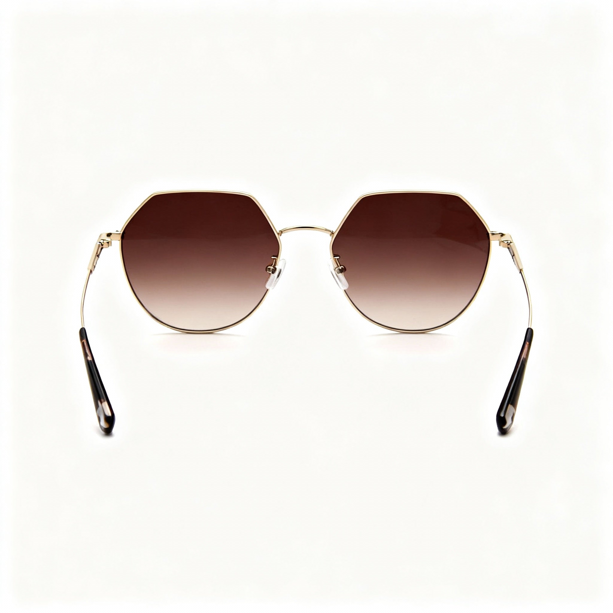 Longchamp LO154S Women's Gold Brown Metal Frame Irregular Non-Polarized Sunglasses 60mm, Photo 4