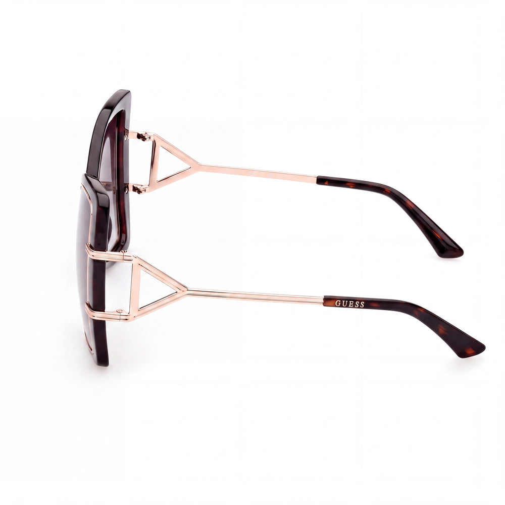 GUESS Gafas de sol de mujer con protección UV, montura inyectada en habana oscuro, lentes verdes degradadas, 58 mm