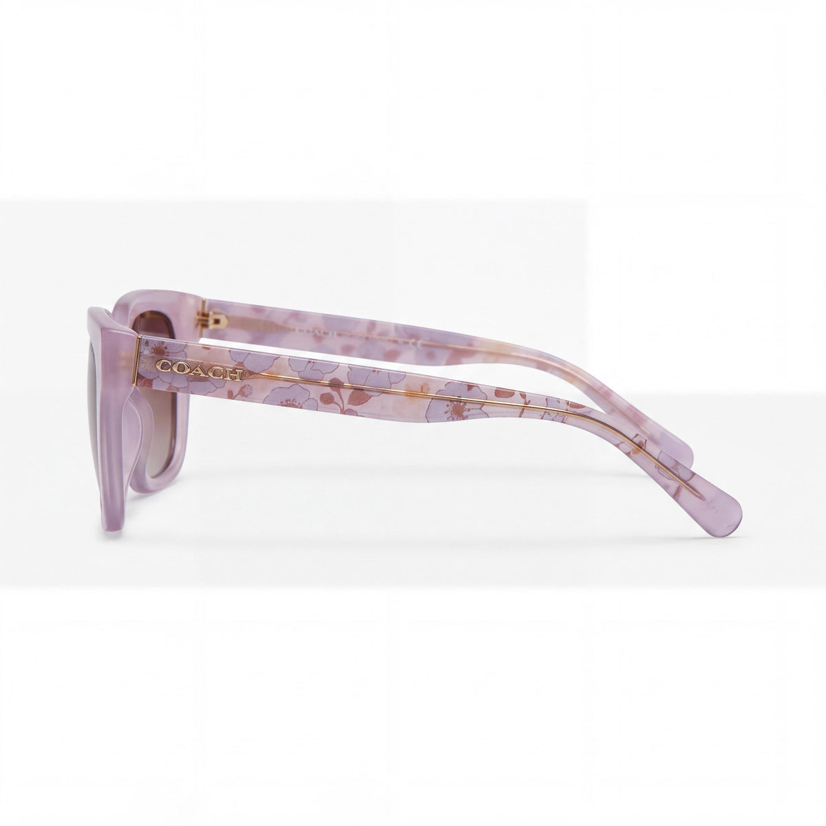 Gafas de sol cuadradas de plástico para mujer Coach 0HC8318, montura morada translúcida, lentes con degradado marrón y morado, protección UV, aptas para graduación, 52 mm, Photo 3
