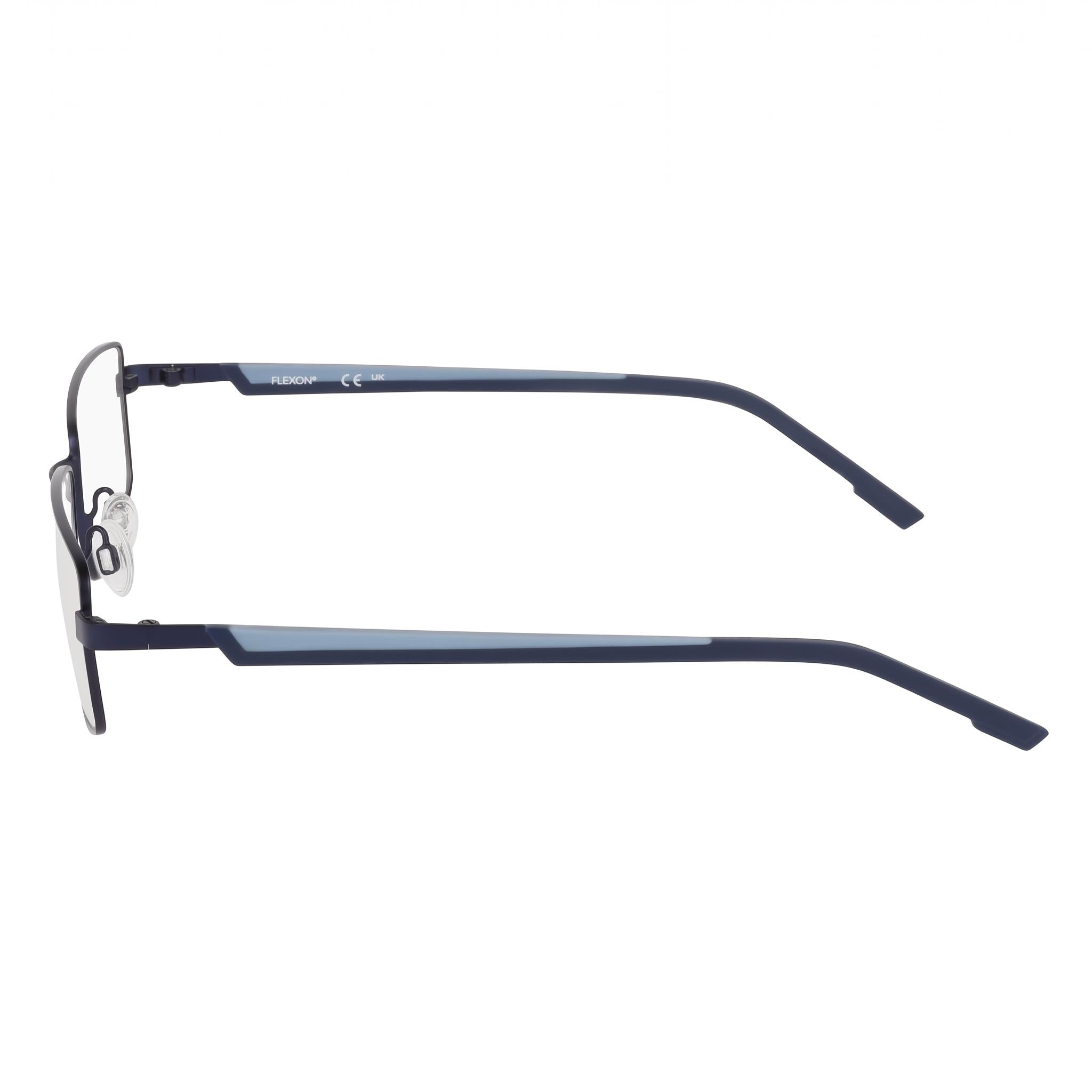 Flexon H6085 Men's Plastic Frame Eyeglasses with Polycarbonate Lenses, Matte Navy, Size 55-17-145, Photo 3