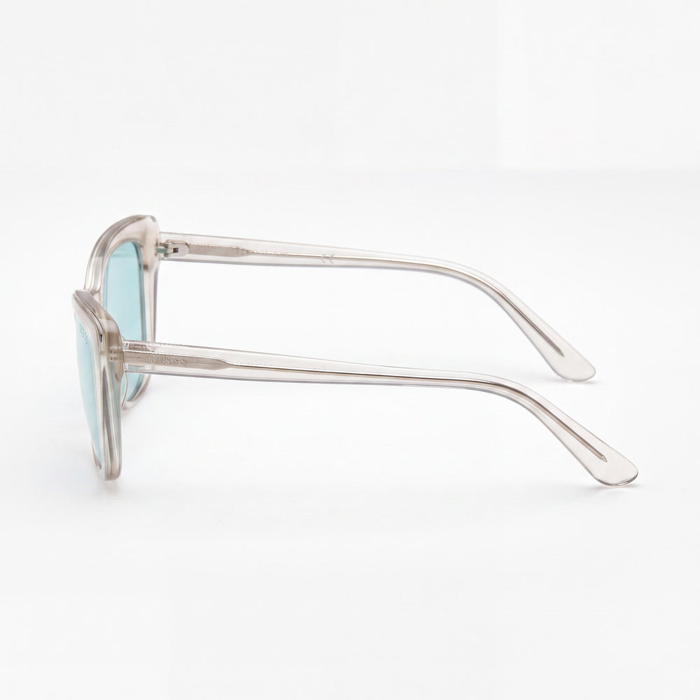 GUESS Women's Classic Plastic Sunglasses, Crystal Blue Frame, Blue Lenses, 100% UV Protected, 55-16-140mm