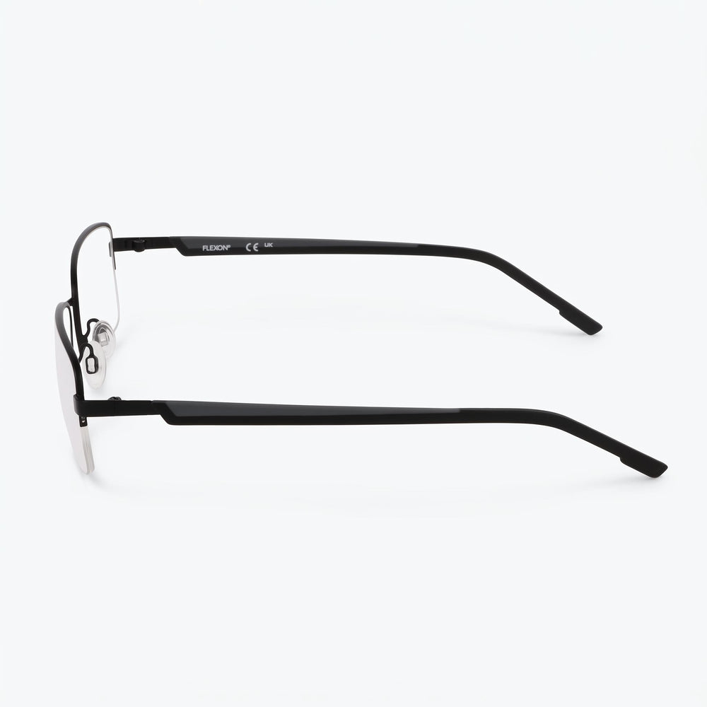 Flexon H6084 Gafas ópticas de metal para mujer, negro mate, ancho de mica 57 mm, ancho de puente 17 mm