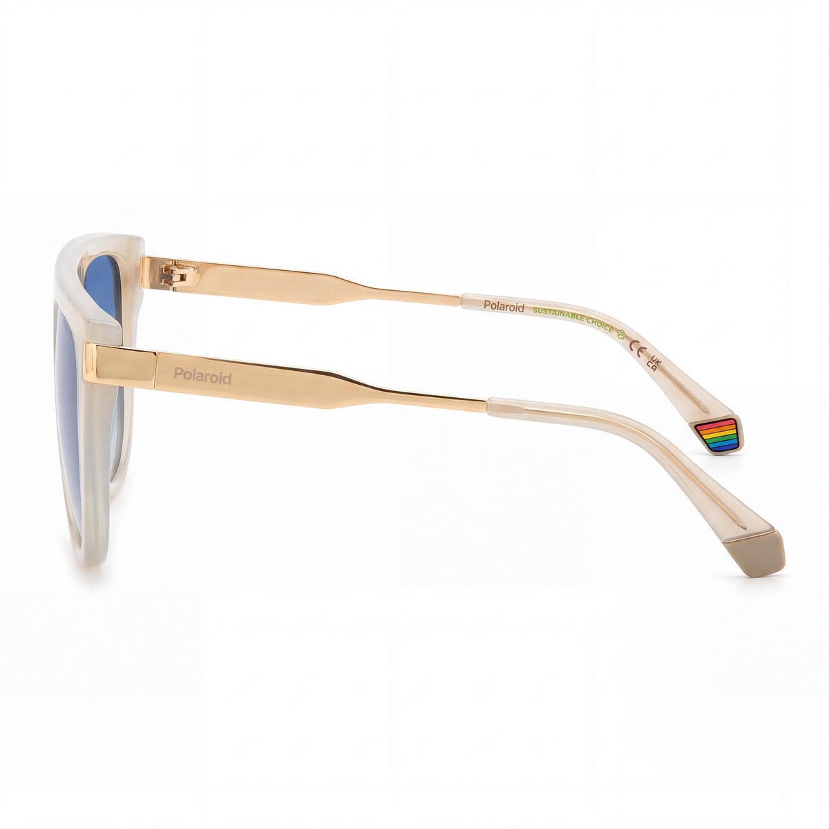 Polaroid PLD 6221/S/X Women's Beige ECO Polycarbonate Blue Shaded Polarized 100% UV 57mm Sunglasses, Photo 2