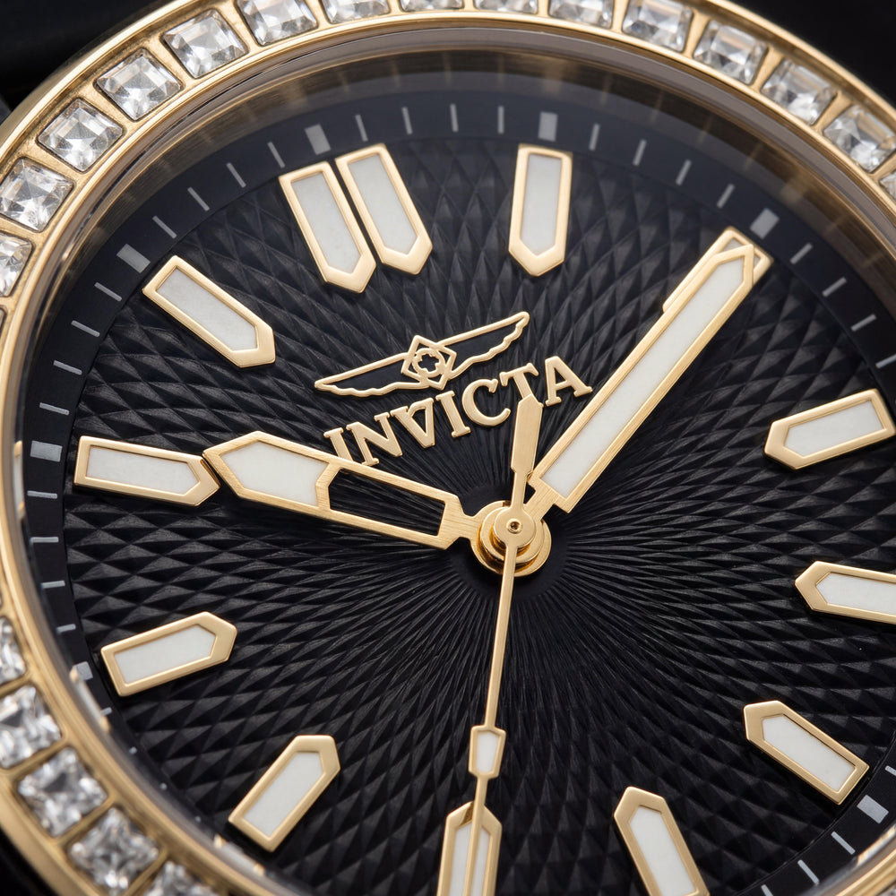 Invicta Celestial 50204 Reloj de pulsera de cuarzo para mujer con caja de plástico negro y correa de silicona, 37 mm
