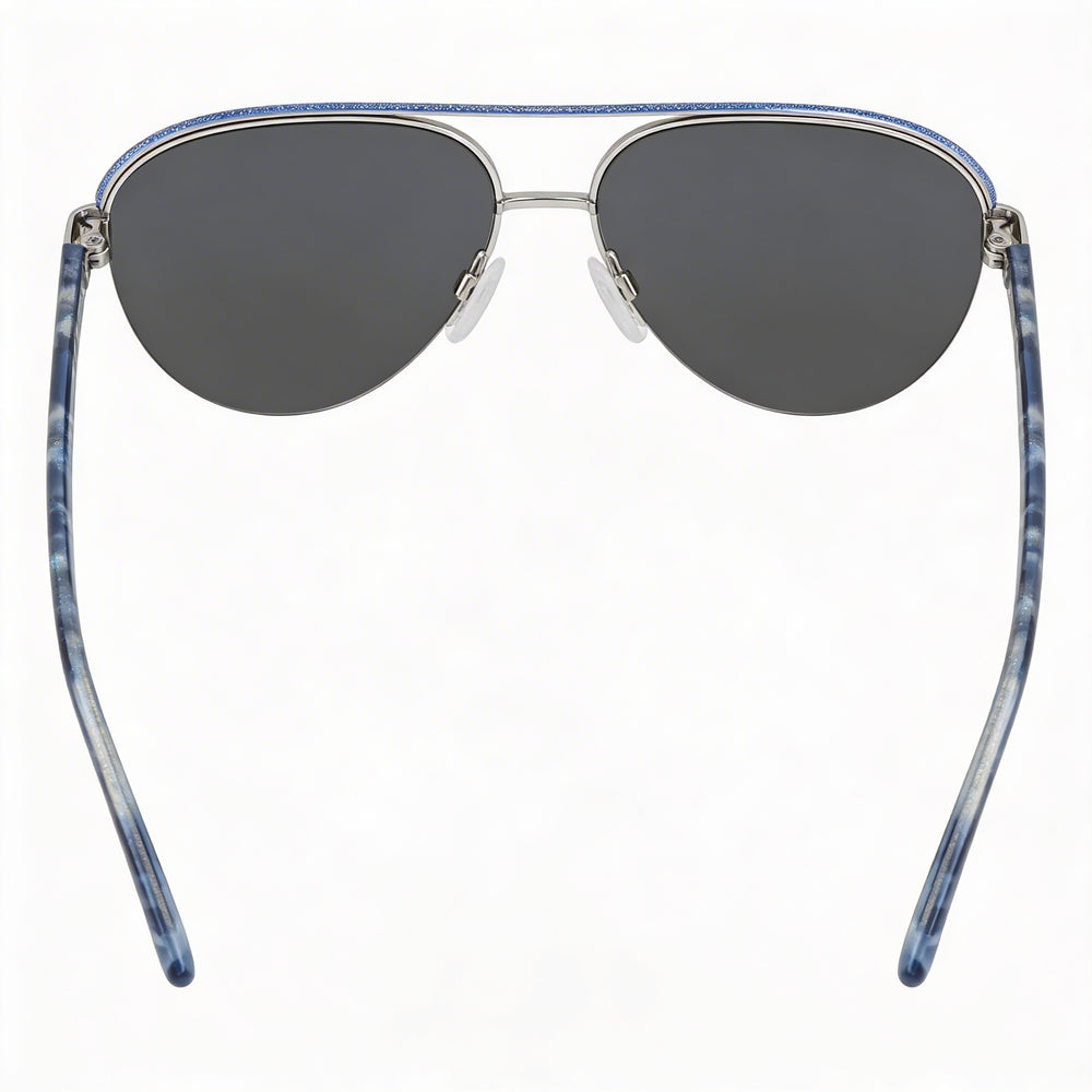 BEBE Classic Women's Lightweight Acetate Frame Eyewear, Silver with Multicolor Lenses, Size 57-15-140