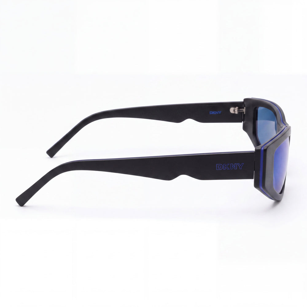DKNY Classic Women's Black Blue Mirror Acetate Sunglasses with Blue Mirror Lenses, 100% UV Protection, 55mm