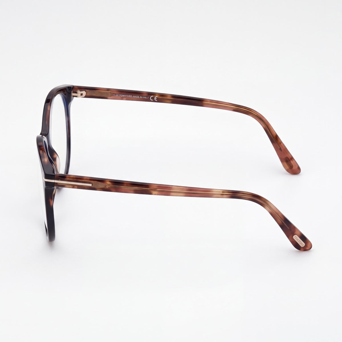 Montura de gafas de plástico con bloqueo de luz azul Tom Ford FT5742-B para mujer, negro bilaminar y habana rosa antiguo, 53mm, Photo 3