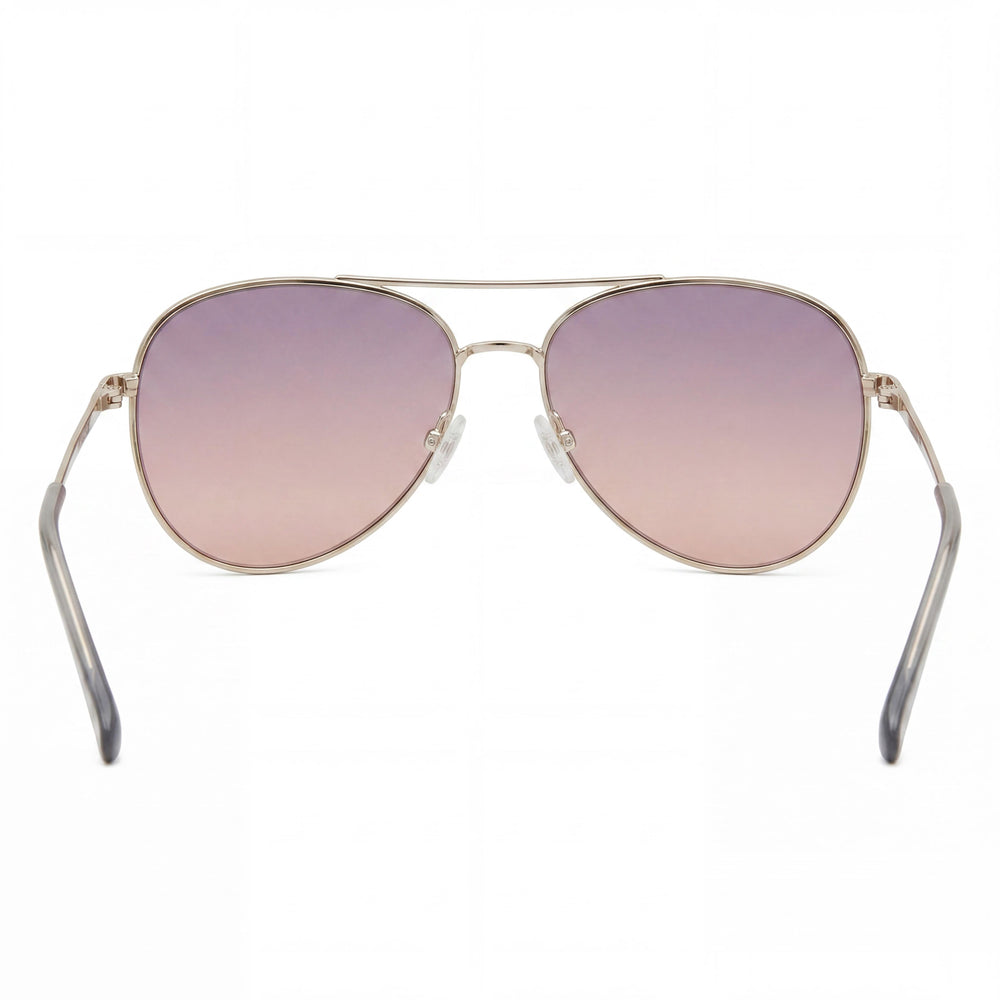 Gafas de sol de aviador para mujer MARCOLIN USA, INC con montura metálica brillante, lentes ahumadas y 100 % protección UV