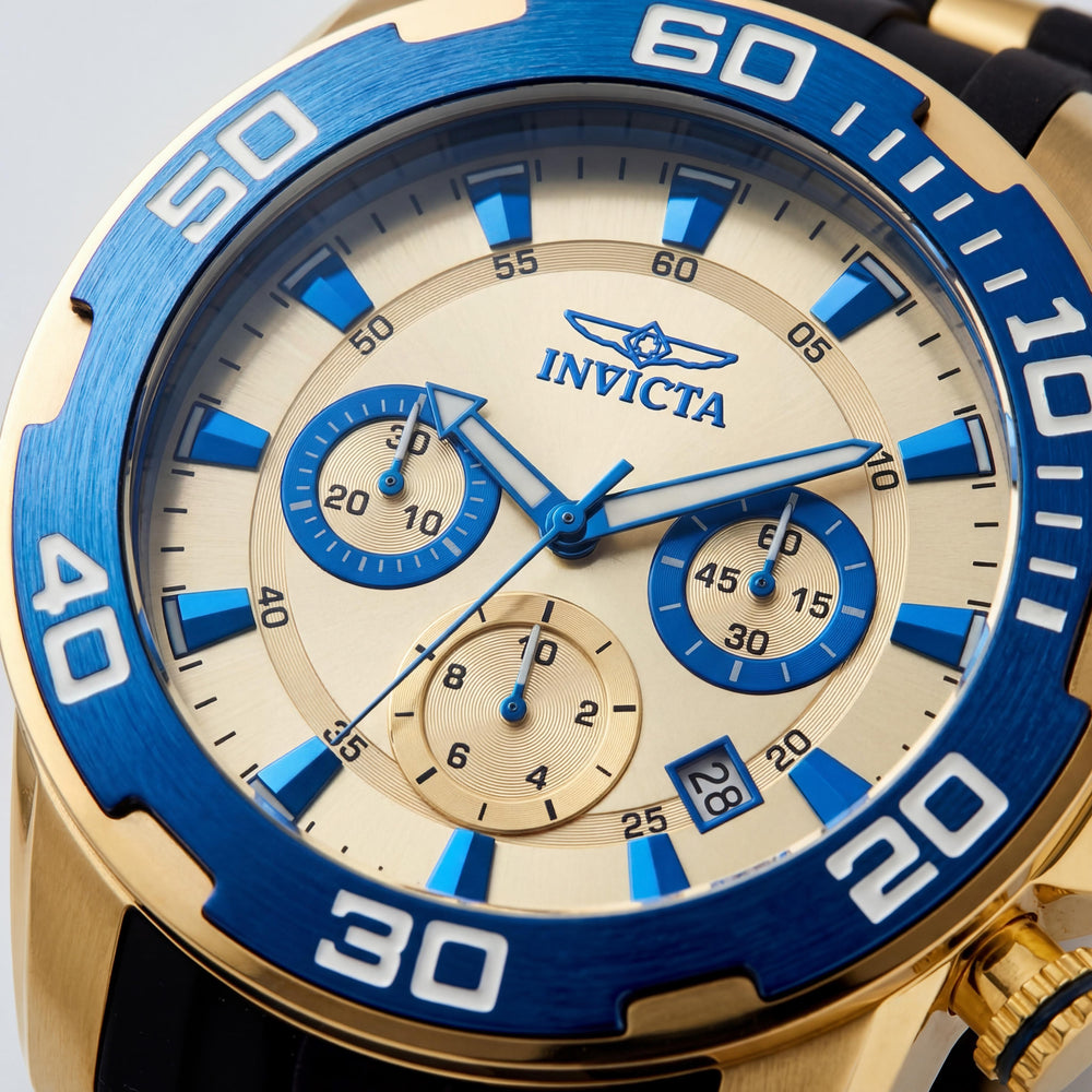Invicta Pro Diver - Reloj de Cuarzo Cronógrafo con Fecha Unisex SCUBA, Dorado, 50 mm