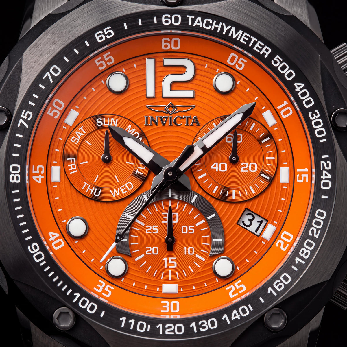 Invicta Speedway 48909 Reloj de cuarzo unisex de 51 mm de acero inoxidable con esfera naranja, Photo 2
