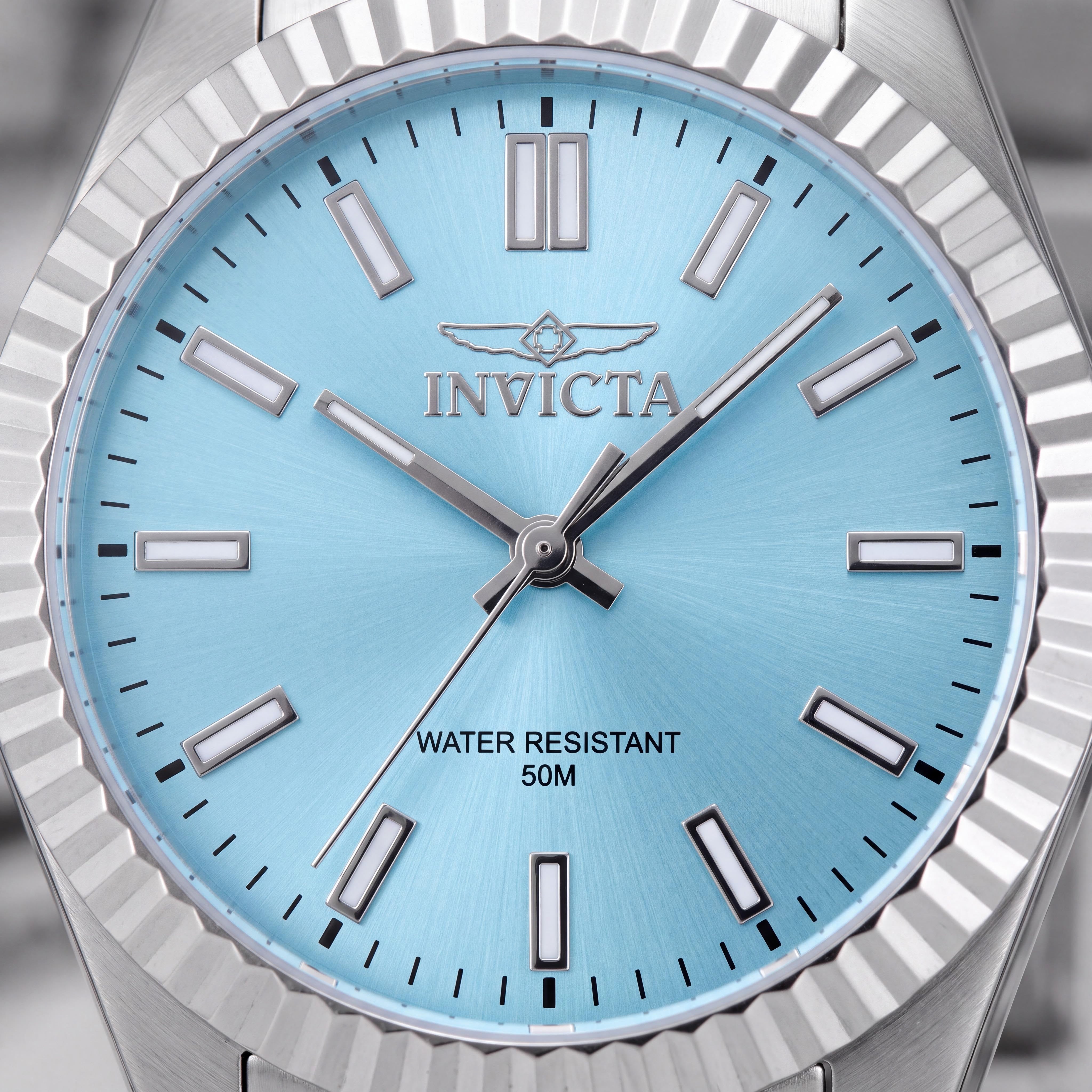Invicta Specialty 48907 Reloj de pulsera de cuarzo unisex con caja de acero inoxidable de 36 mm plateada y esfera azul, Photo 2