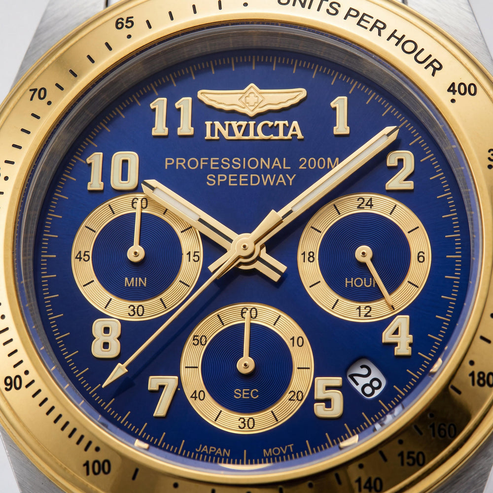 Invicta Men's Speedway 17028 Chronograph Japanese Quartz Gold Stainless Steel Blue Dial Luminous Watch