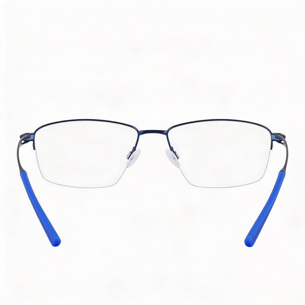 Nike 6045 Men's Titanium Eyeglasses with Semi-Rim Rectangle Frame in Satin Navy 54-17-145