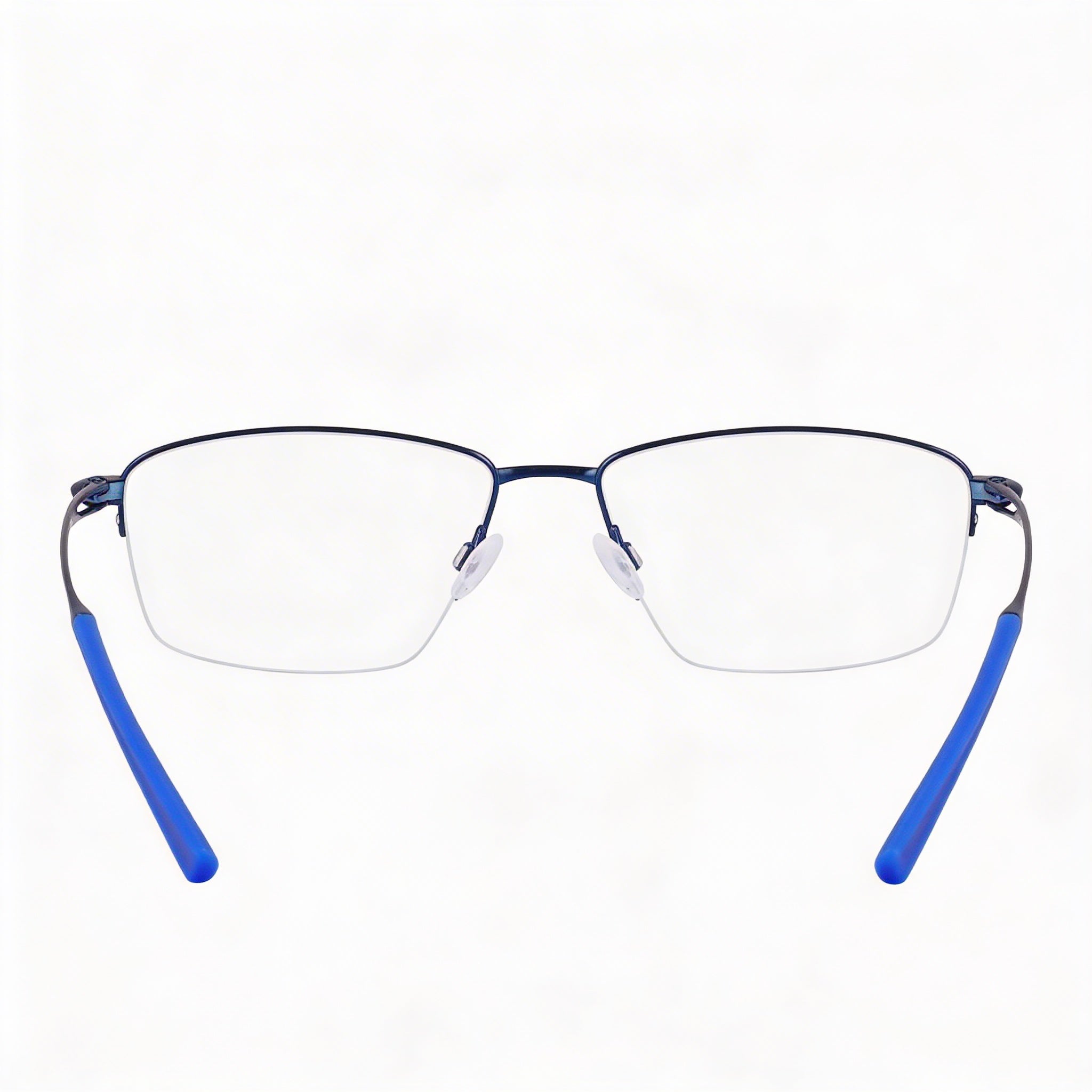 Nike 6045 Men's Titanium Eyeglasses with Semi-Rim Rectangle Frame in Satin Navy 54-17-145, Photo 3