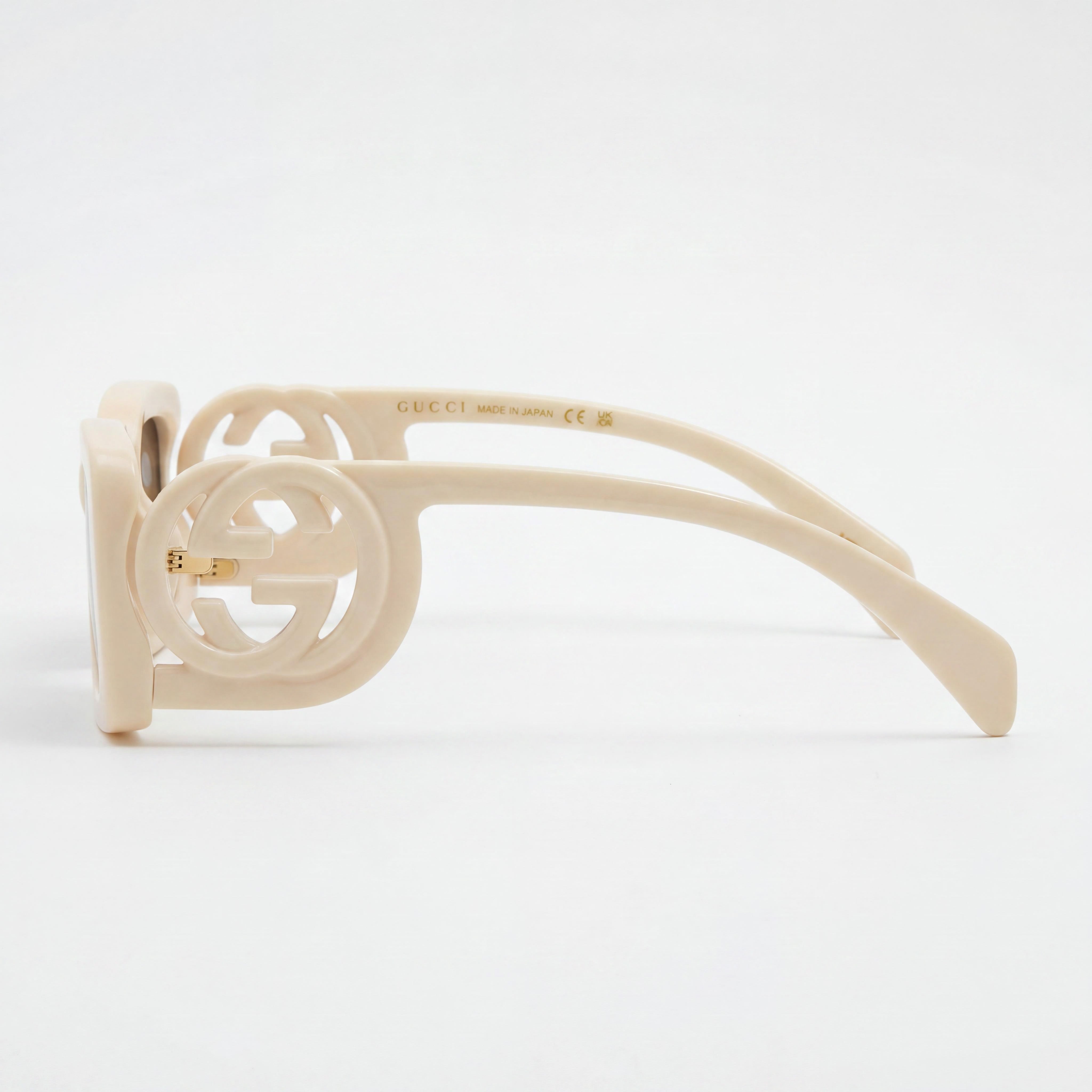 Gafas de sol Gucci para mujer, cuadradas o rectangulares, de plástico inyectado con montura y lentes en gris marfil, 54 mm, Photo 3