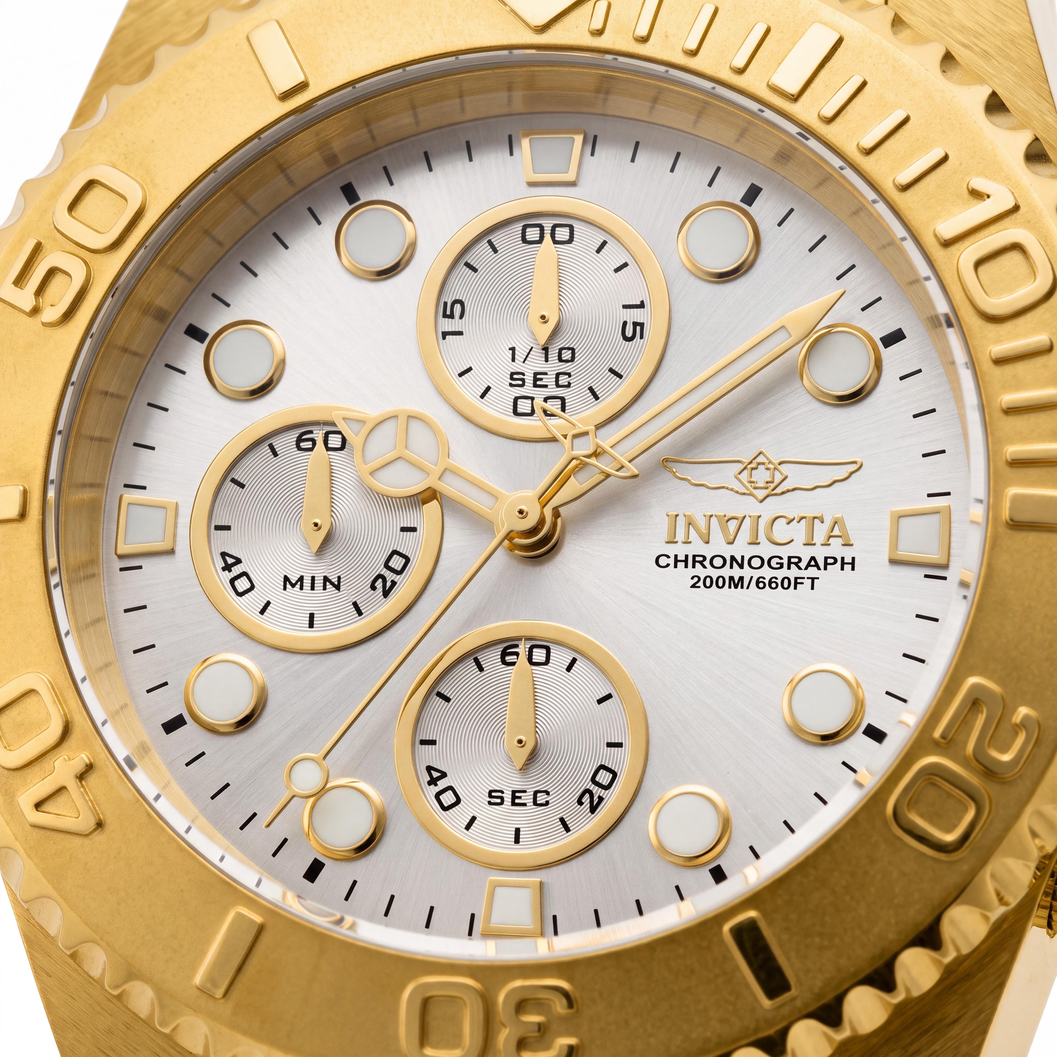 Reloj Invicta Diver Cronógrafo de Cuarzo para Hombre, Chapado en Oro, con Brazalete de Acero Inoxidable, Sumergible 200m, 43.5mm, Photo 2