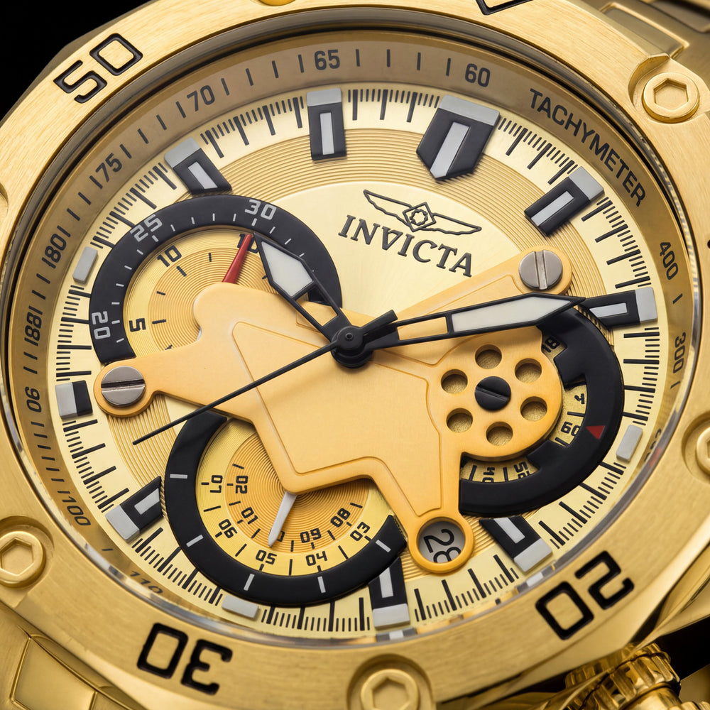 Invicta Pro Diver SCUBA 22761 Reloj de buceo cronógrafo de cuarzo para hombre 50 mm Esfera dorada, Acero Goldstone