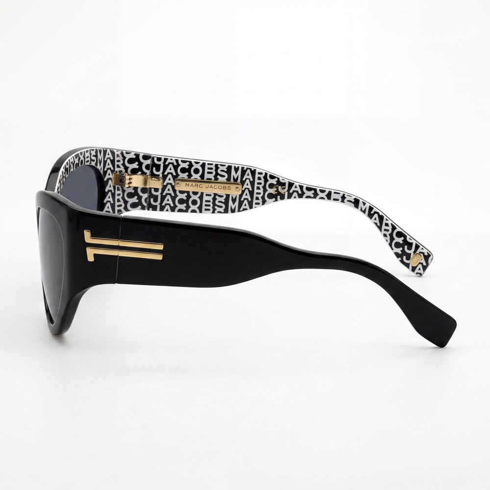 Gafas de sol Marc Jacobs Mj 1087/S para mujer, estilo ojo de gato, de plástico negro y policarbonato, con protección UV, 61 mm