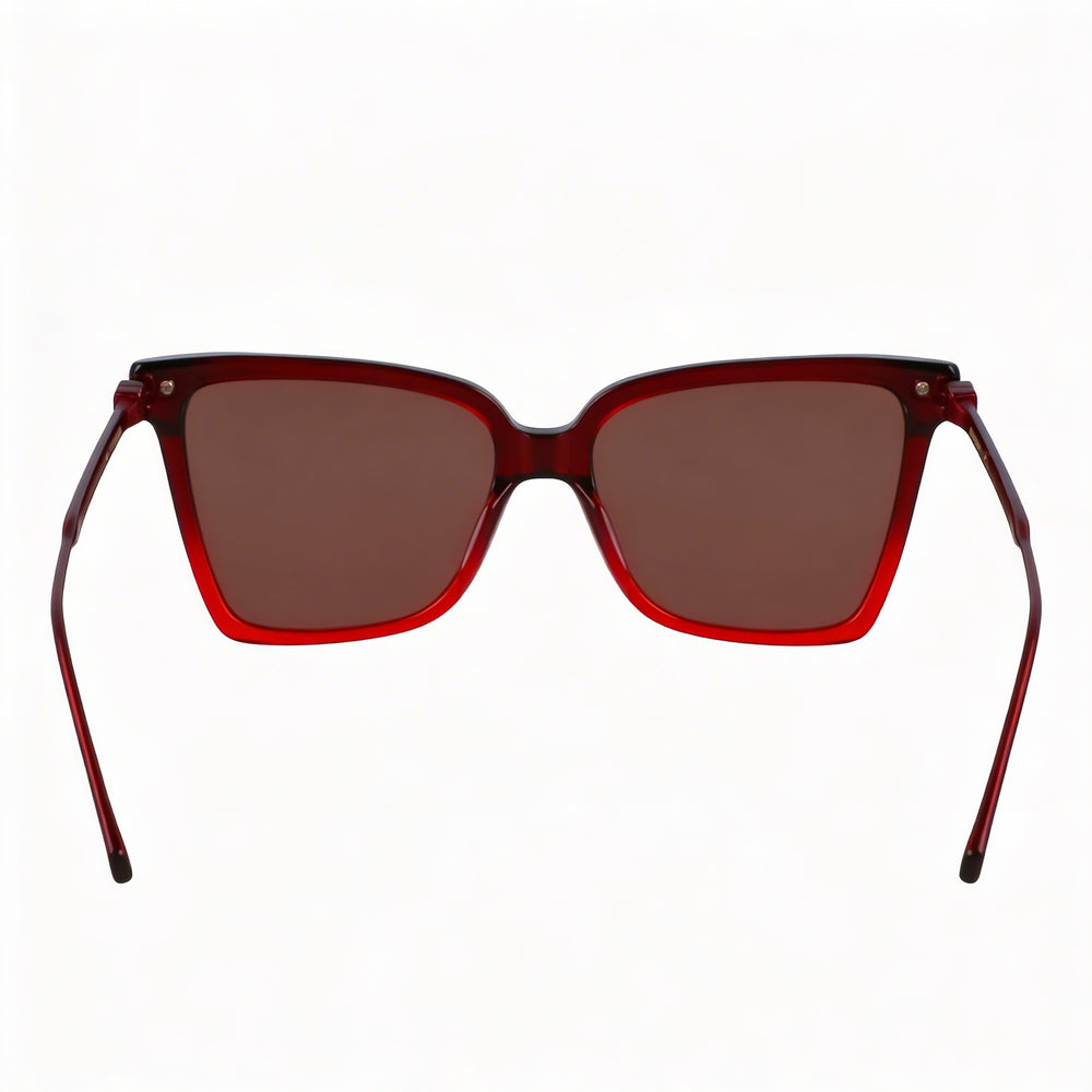 Gafas de sol Ferragamo Sf2036s unisex con montura de acetato tipo mariposa degradado rojo oscuro transparente de 56 mm