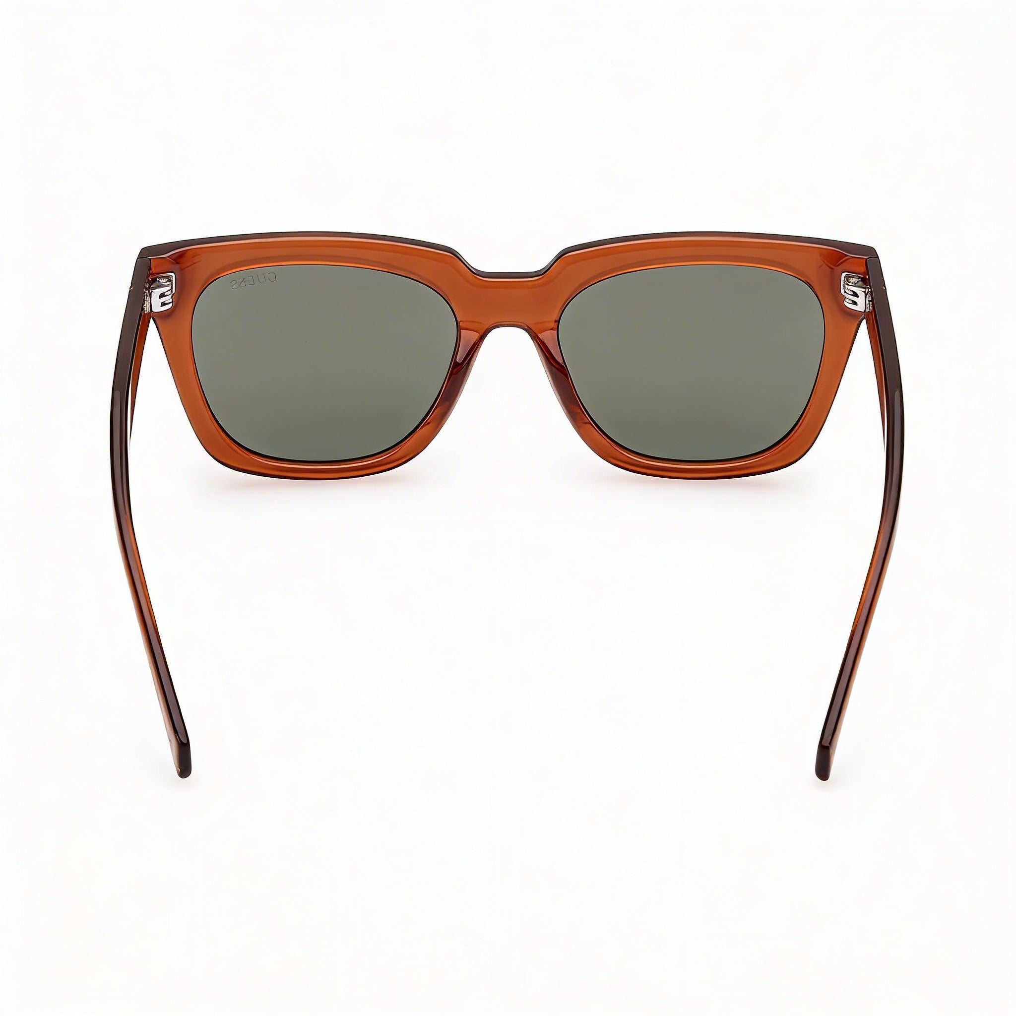 GUESS Women's Square Injected Plastic Sunglasses Shiny Dark Brown Frame with Green Lenses 100% UV Protection 53mm, Photo 2