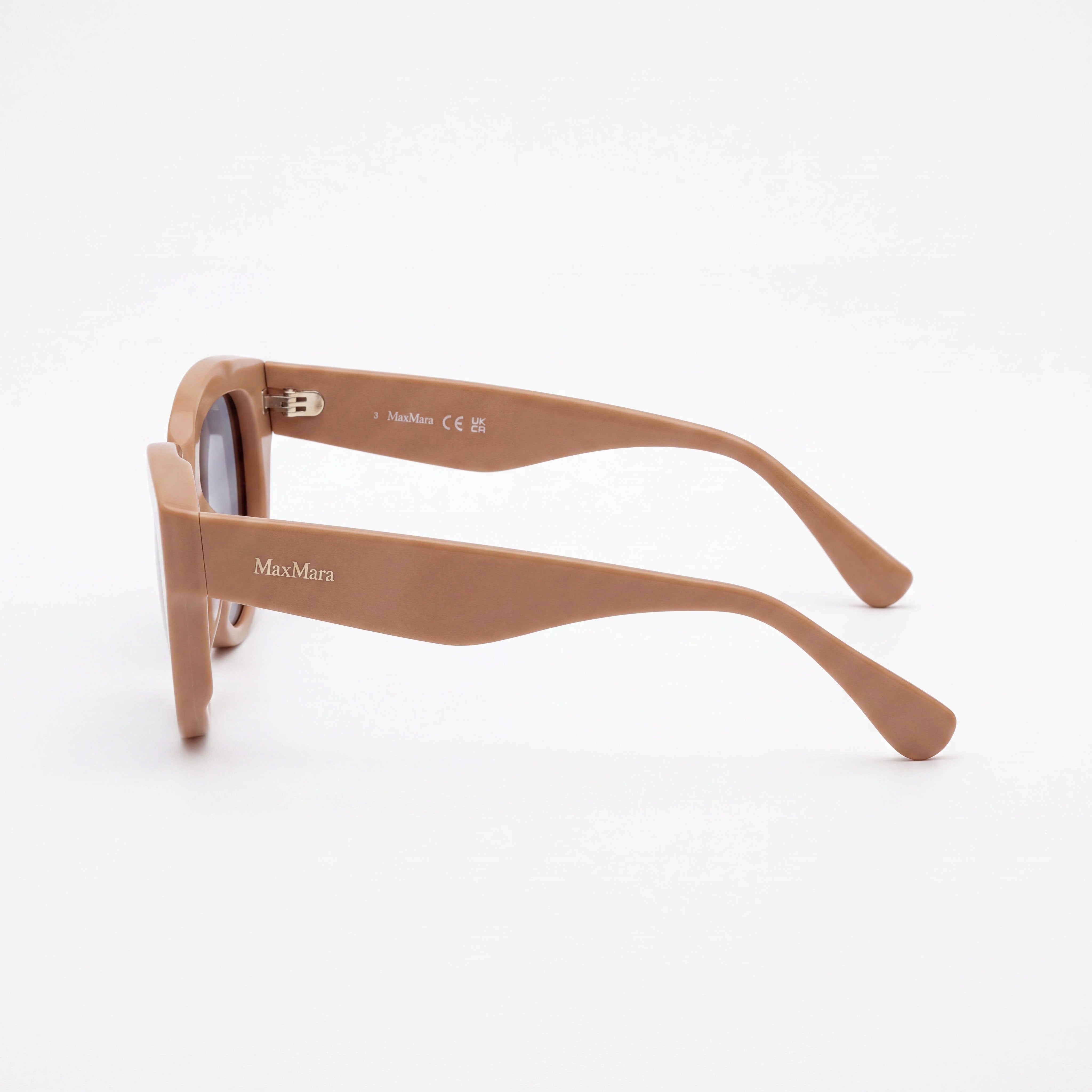 MaxMara Mm0077 Women's Stainless Steel Frame, Acetate Lens Sunglasses, Matte Light Brown, Photo 3