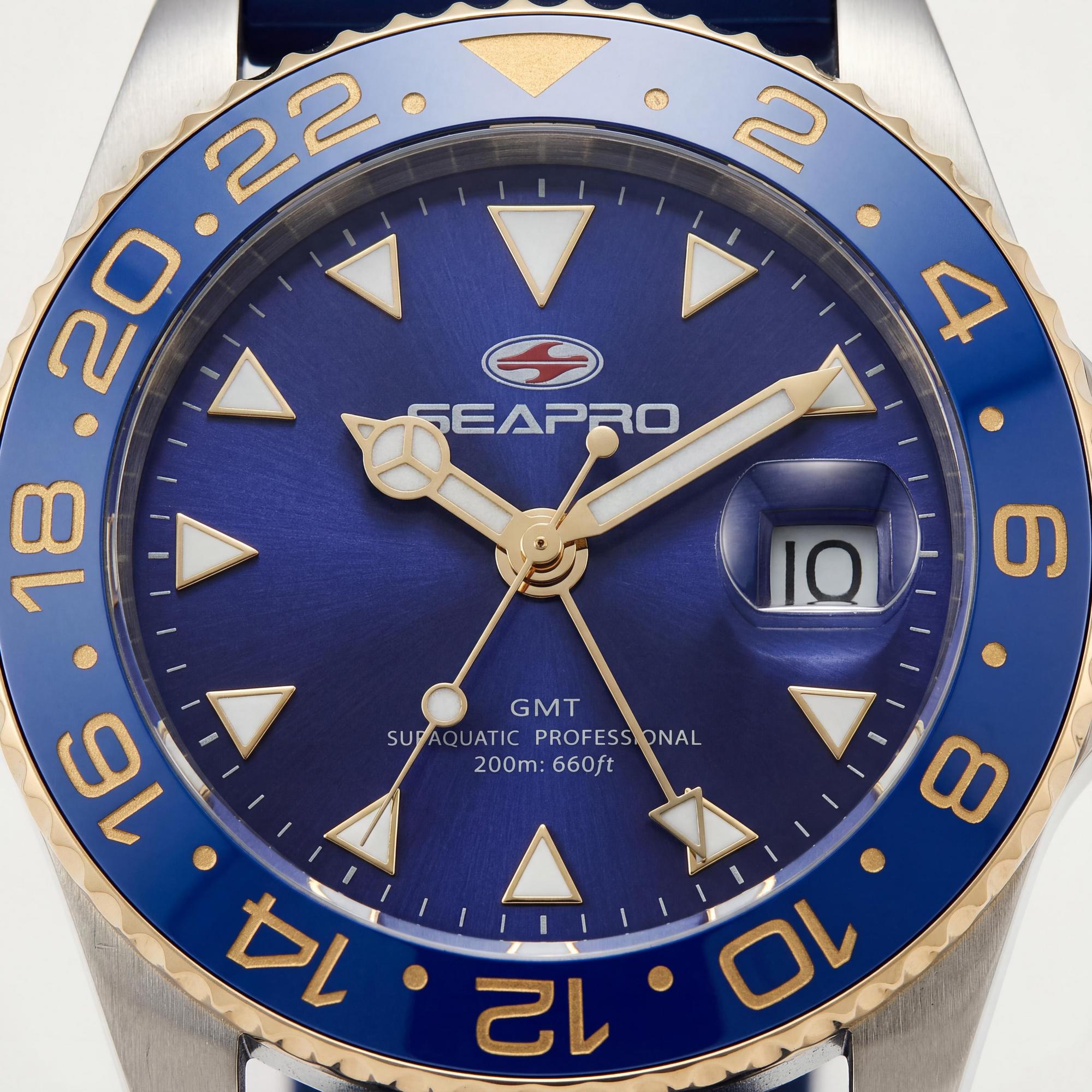 Seapro Men's Casual Blue Dial Quartz Watch with Date Display, 20 ATM Water Resistant, Mineral Crystal, Photo 2