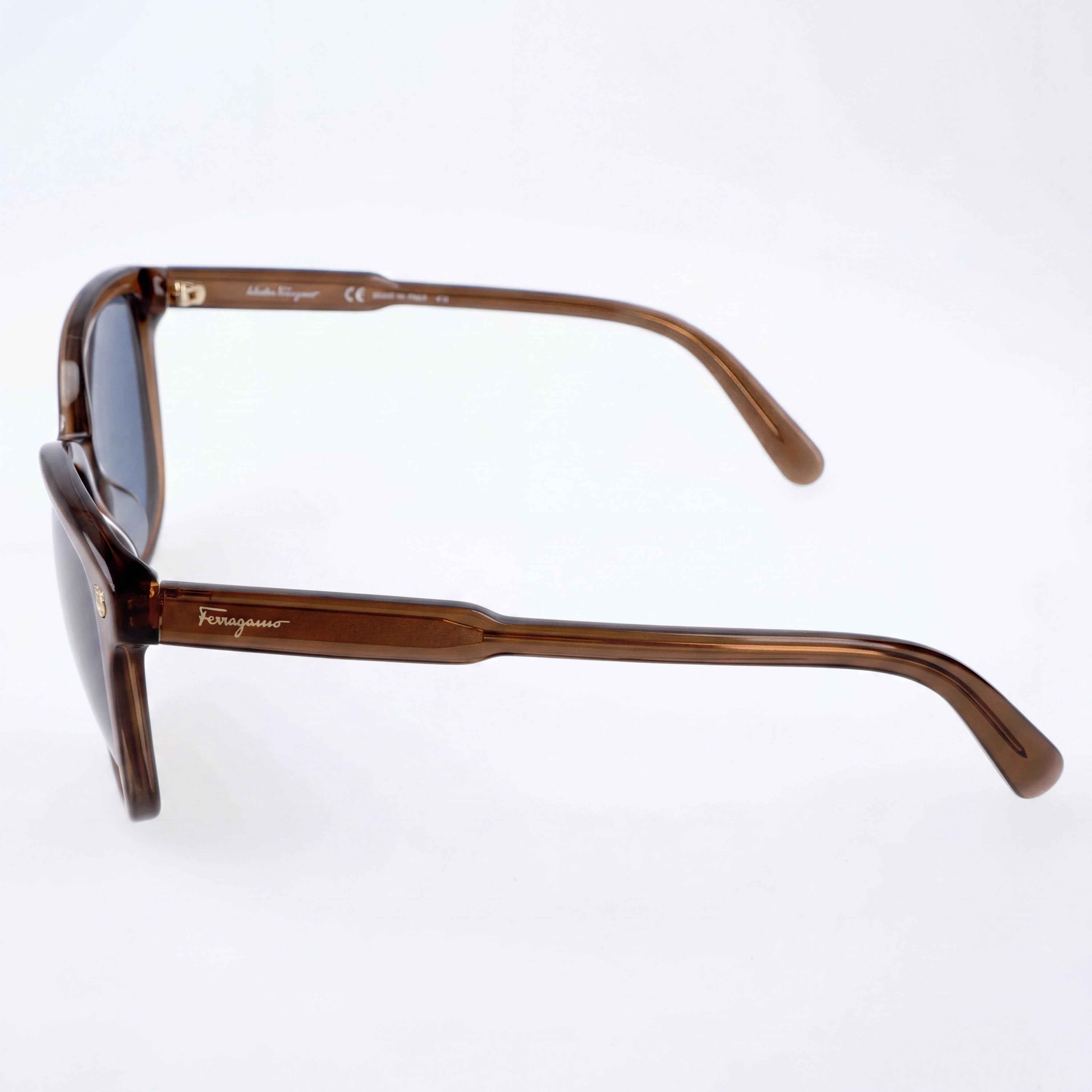 Salvatore Ferragamo Contemporary Women's Brown Acetate Square UV Protection Blue Lens 56mm Sunglasses, Photo 2