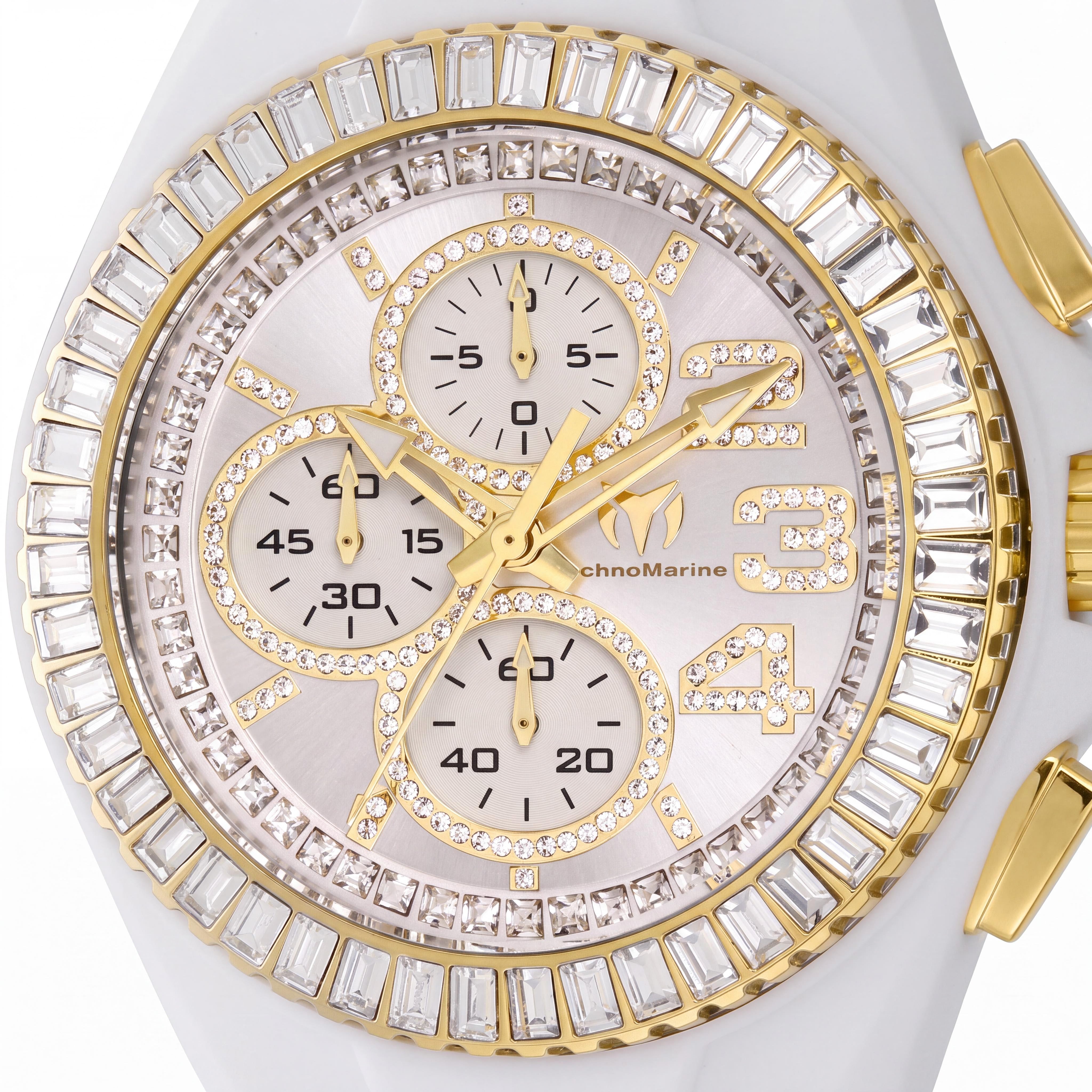 Technomarine TM-121188 Men's Quartz Watch, Gold Tone Stainless Steel Case, White Silicone Band, Glow In The Dark, 45mm, Photo 2