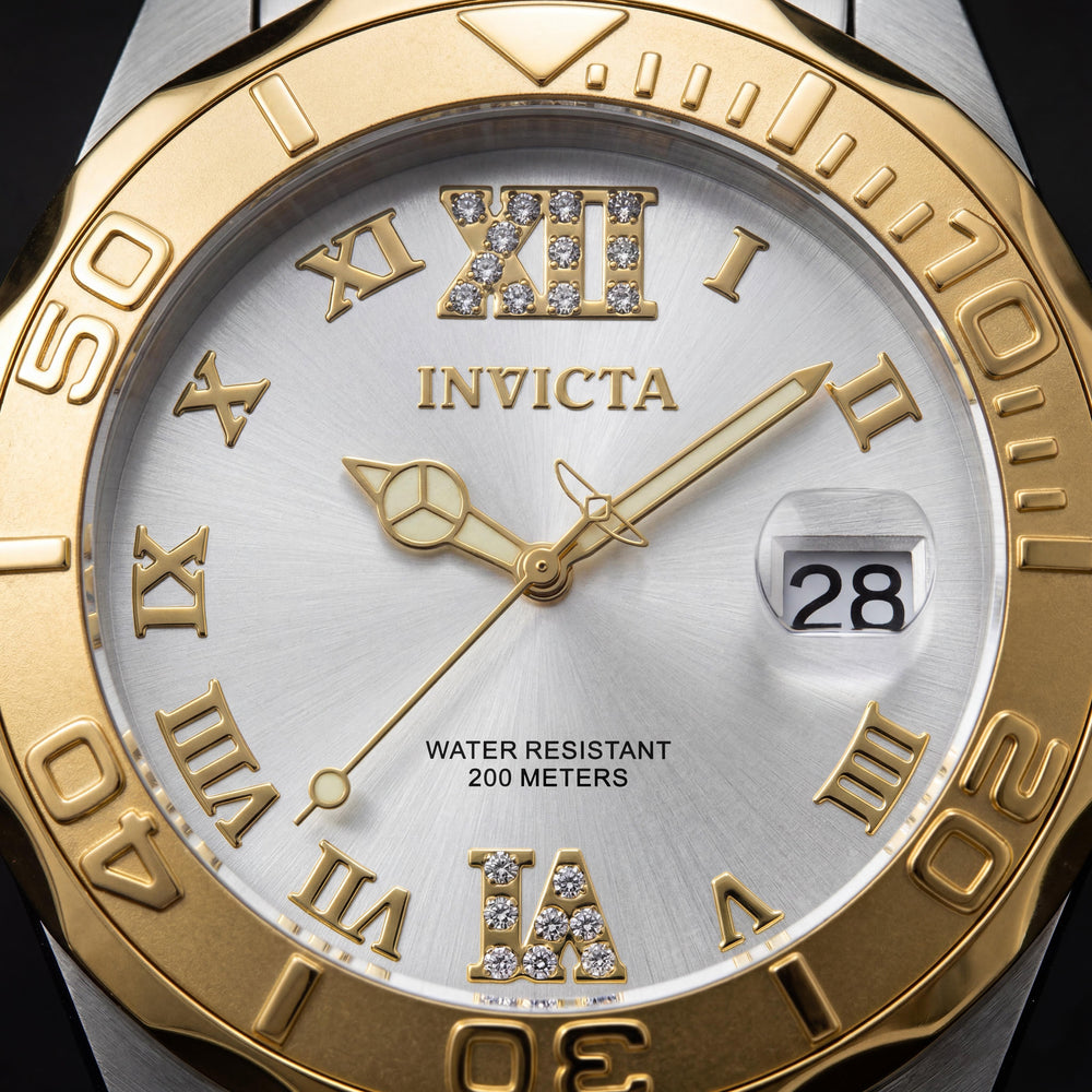 Reloj Invicta Pro Diver de Pulsera para Mujer 12852, de Acero Inoxidable Dorado, Luminoso, Sumergible 200M, 38mm