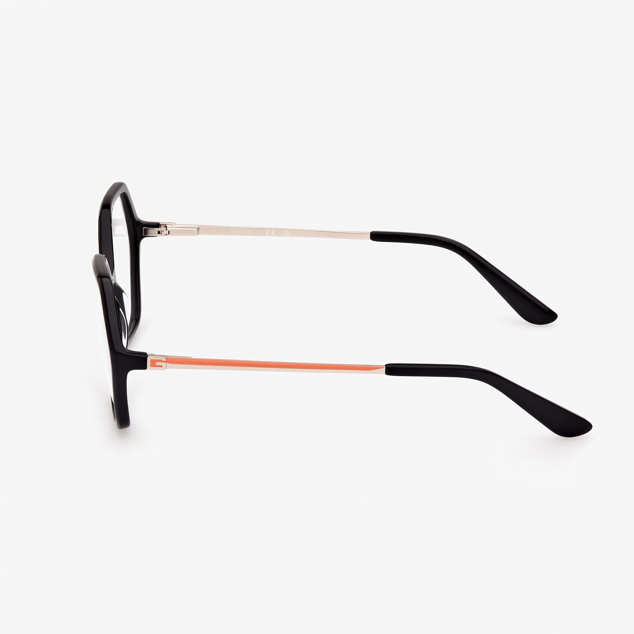 GUESS Women's Gu50149 Plastic Frame Eyeglasses in Shiny Black and Shiny Pale Gold, 54mm Lens, Photo 3