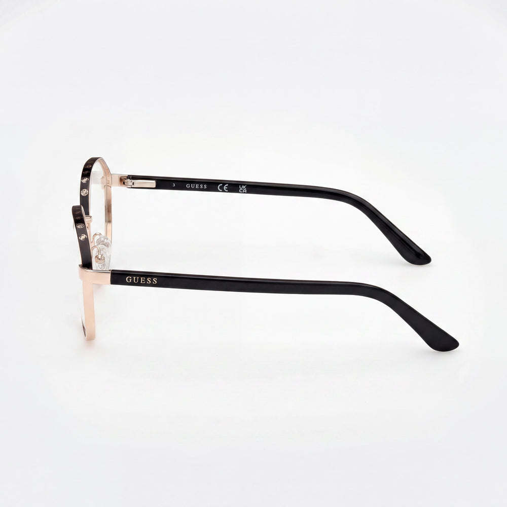 Guess GU50124 Shiny Deep Gold / Shiny Black Eyeglasses for Women, 51mm