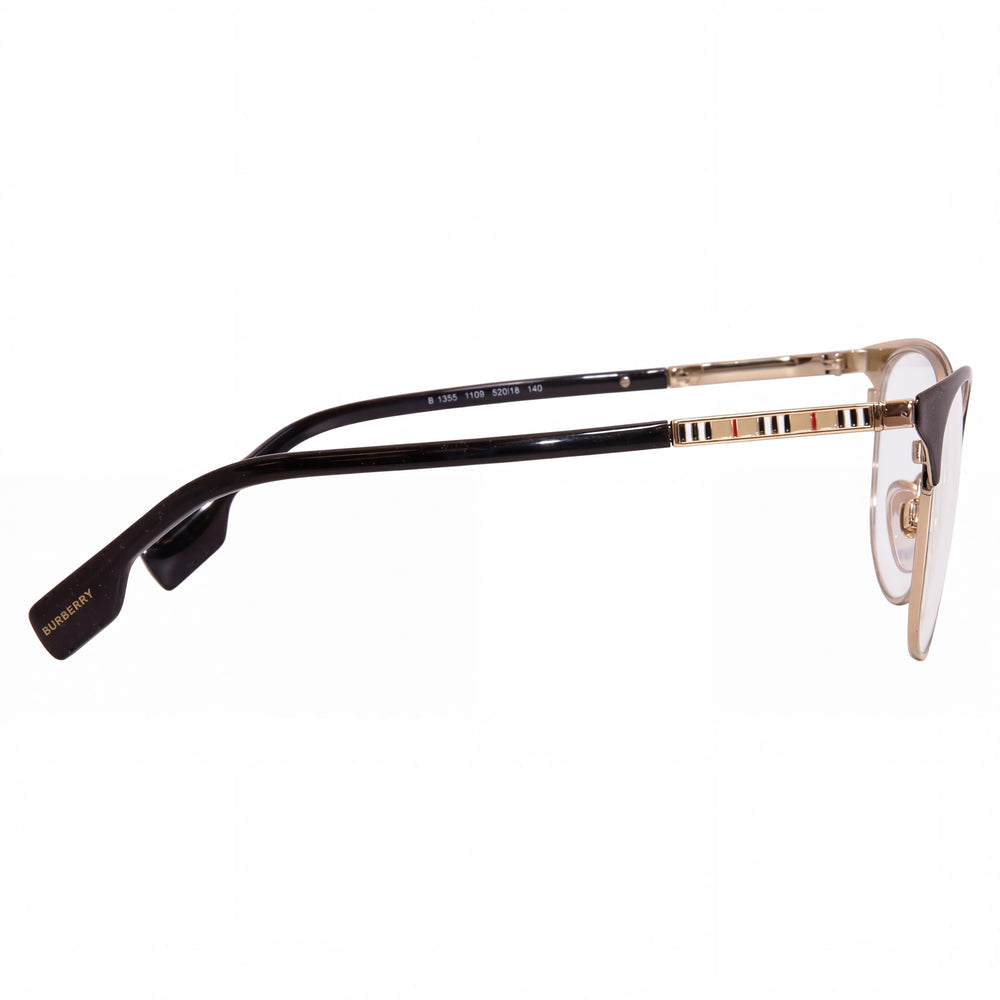 BURBERRY Sophia BE 1355 Gafas Metálicas Cuadradas Completas para Mujer Oro Claro Negro 52-16-140mm