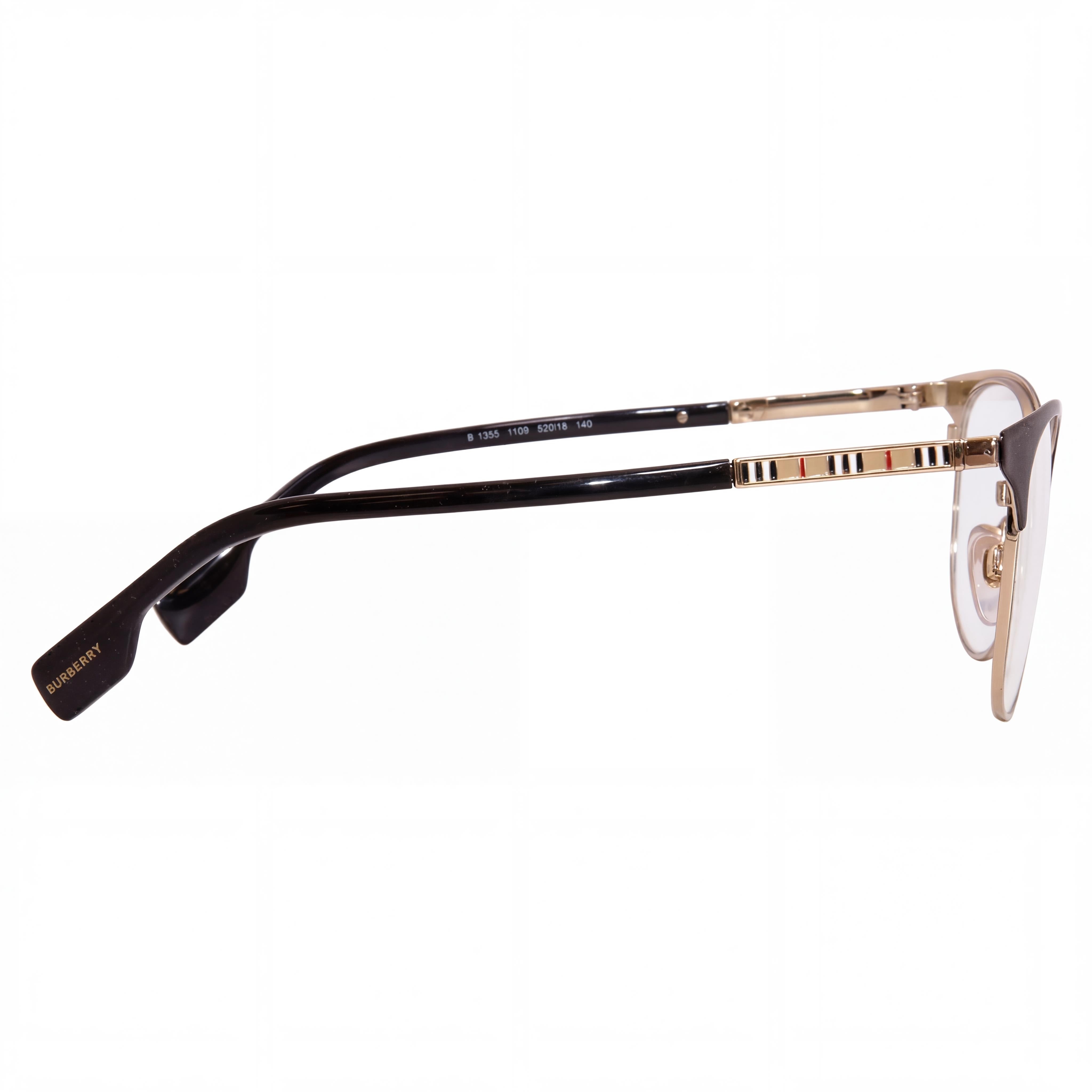 BURBERRY Sophia BE 1355 Women's Full Rim Square Metal Eyeglasses Light Gold Black 52-16-140mm, Photo 3