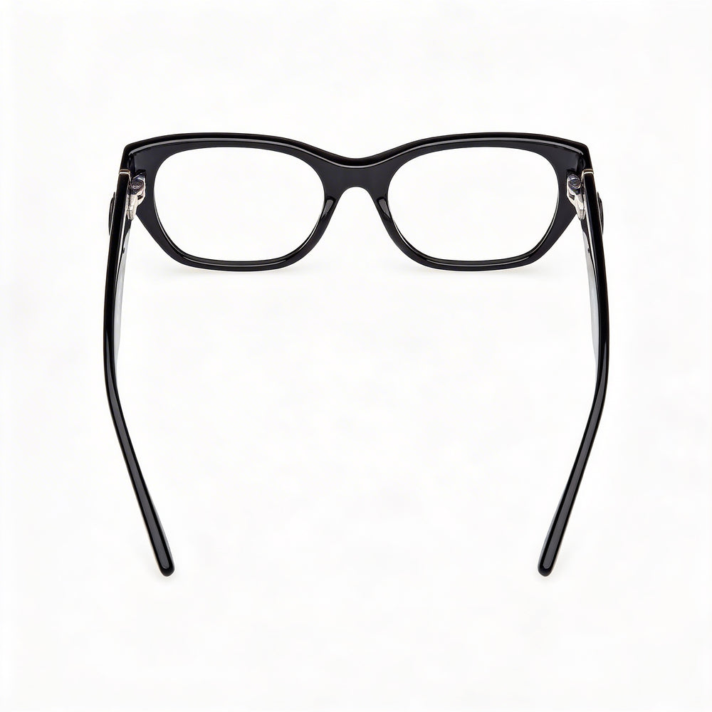 Gafas GUESS GU50304 para mujer, montura de plástico negro brillante con lentes de policarbonato transparente, 52 mm