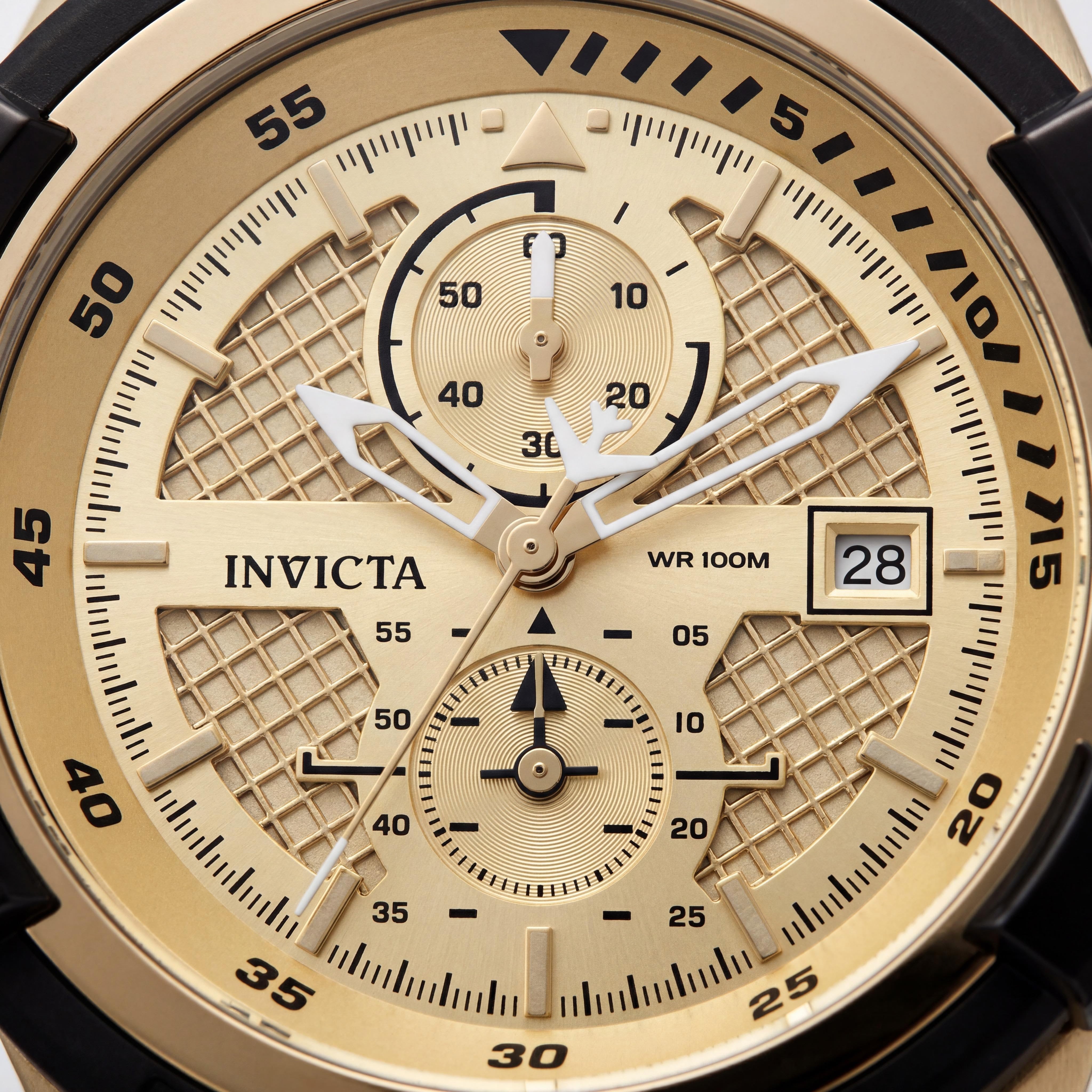 Invicta Aviator 50121 Unisex Gold-tone Stainless Steel Chronograph Quartz Watch with Silicone Strap, 51mm, Photo 2