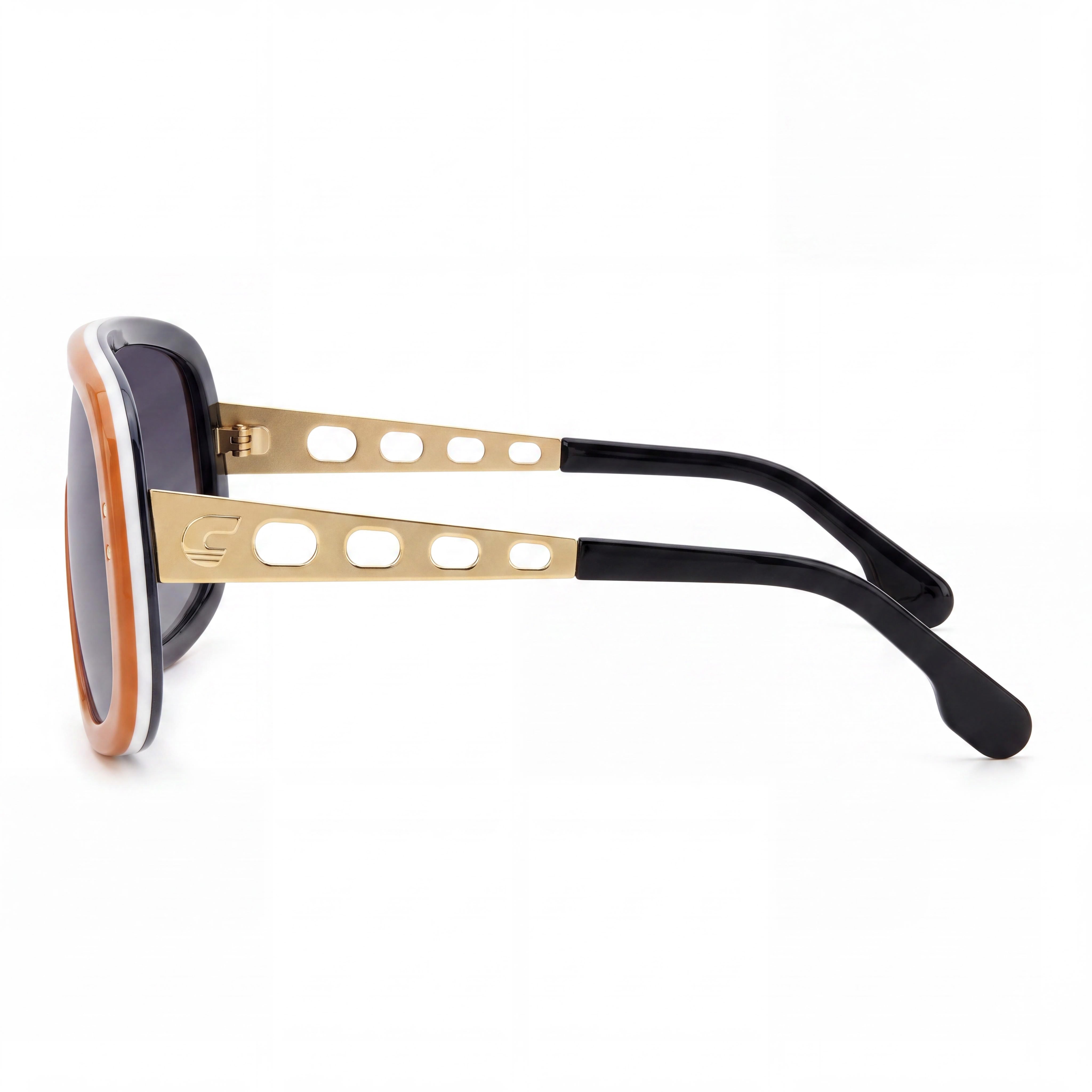 Carrera Gafas de sol modernas de hombre, montura de acetato color naranja y dorado, lentes gris oscuro degradadas, 100% protección UV 99-01-140, Photo 3