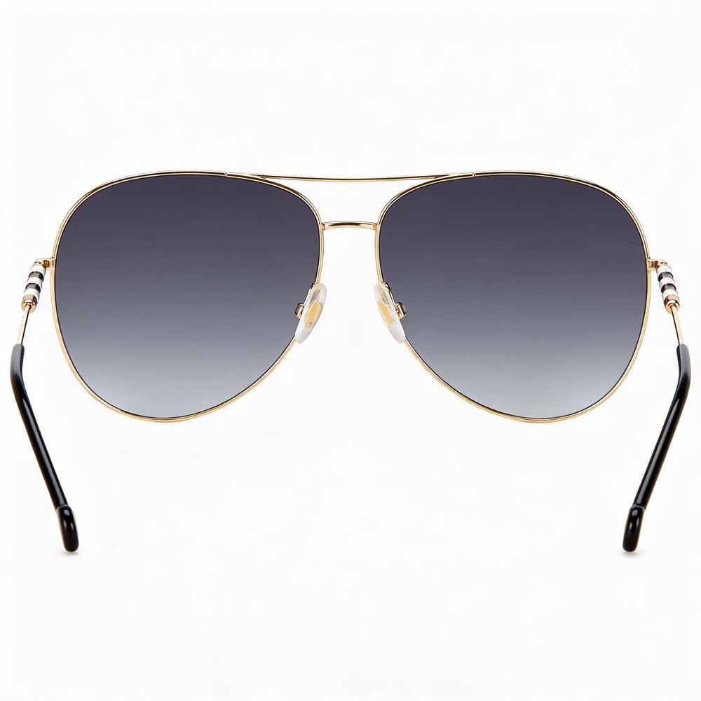 Gafas de sol Carolina Herrera Ch 0034/S para mujer, montura de acero inoxidable con degradado gris y lentes doradas, protección UV 100 %, 64 mm