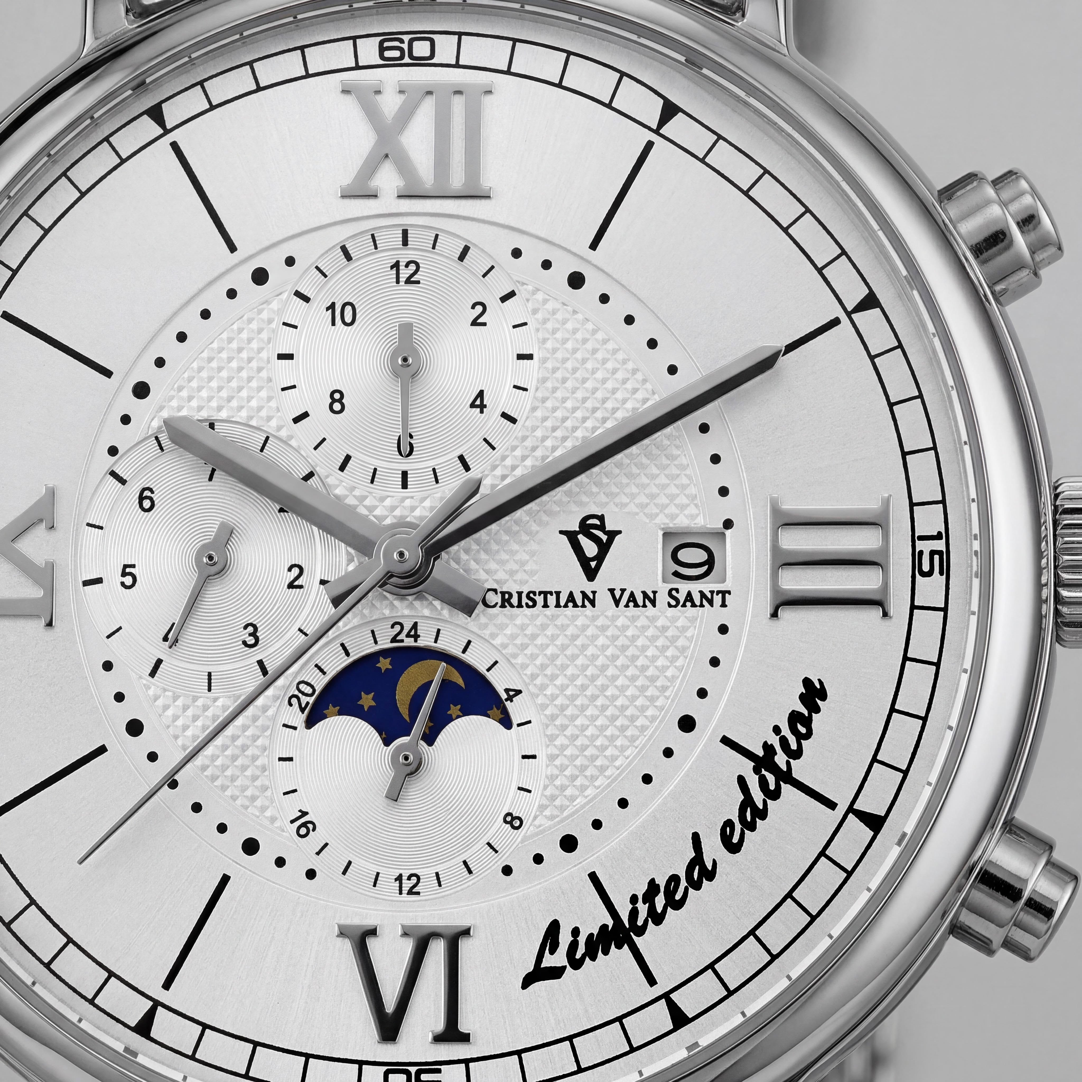 Christian Van Sant Men's CV1150 bracelet Automatic Stainless Steel Mesh Watch, White Dial, Water Resistant, Scratch Resistant Mineral, Photo 2