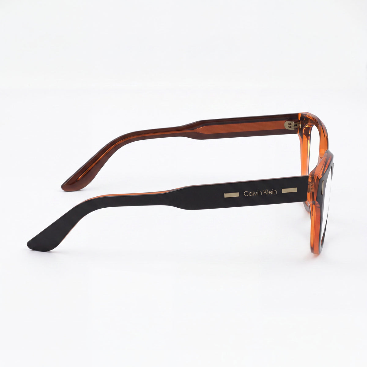 Calvin Klein Modern Unisex Eyewear, Black/Brown Frame & Lens, Polycarbonate Lenses, 53mm Lens Width, Photo 2
