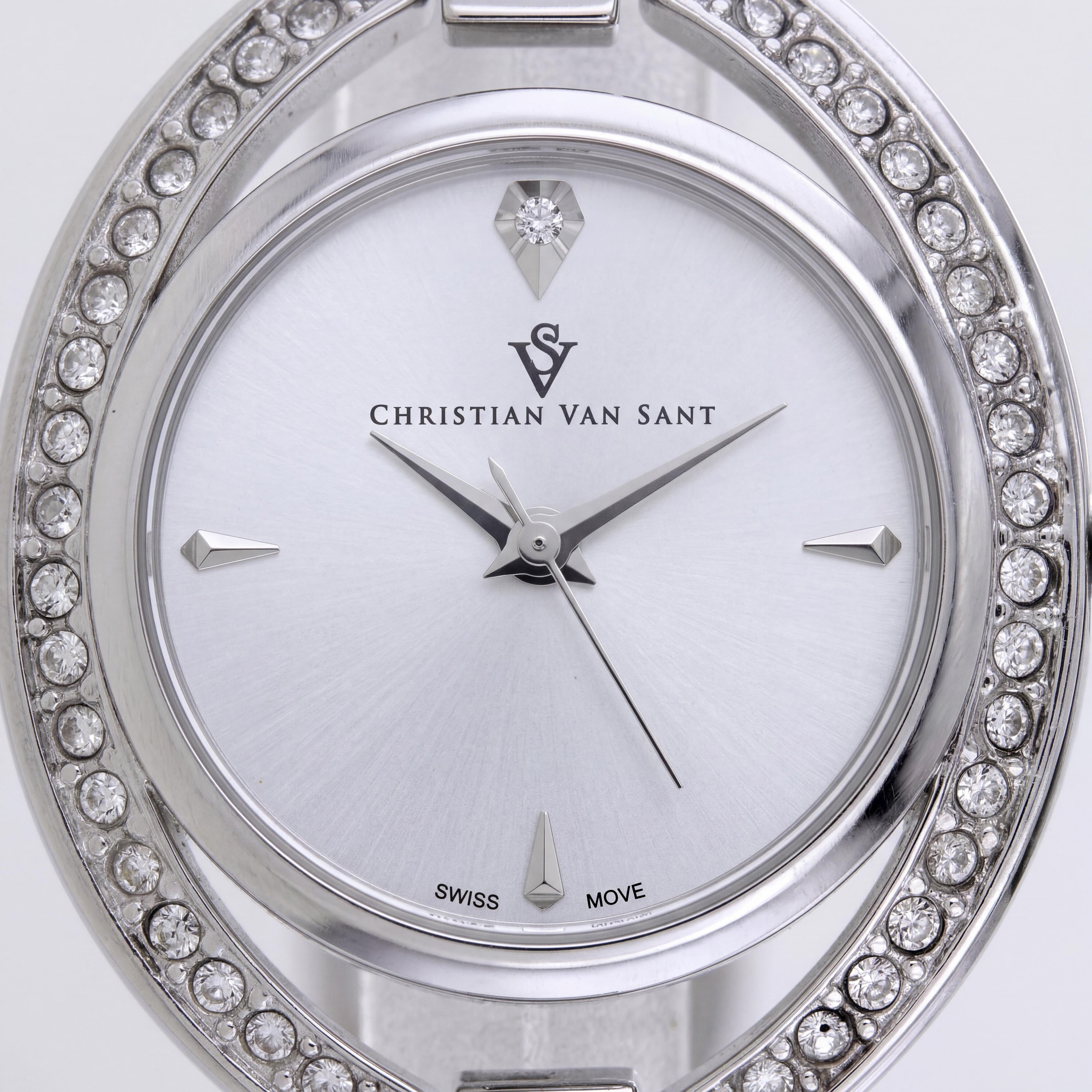 Christian Van Sant CV2930 Women's Silver Stainless Steel Quartz Watch, White Dial, 7.5-inch Bracelet, Photo 2