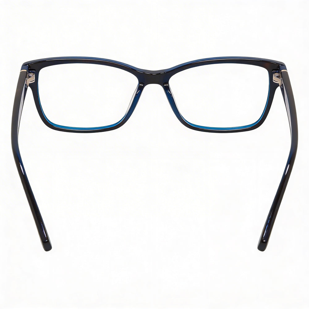 Gafas de sol rectangulares de plástico azul habana para mujer Liz Claiborne 616, 55-15-135