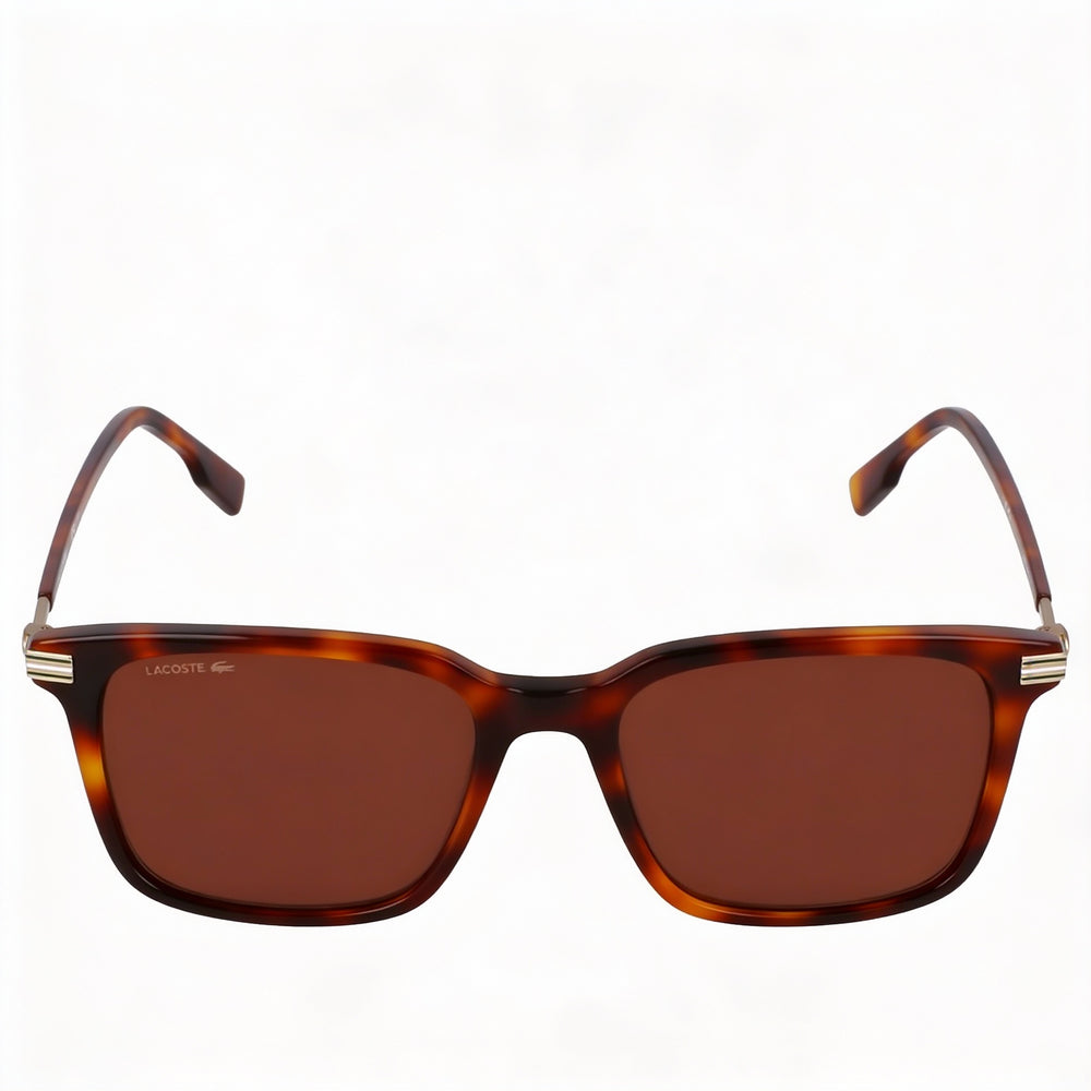 Gafas de sol Lacoste L6035s para hombre, montura de plástico gris metalizado, protección UV y lentes marrones de 53 mm