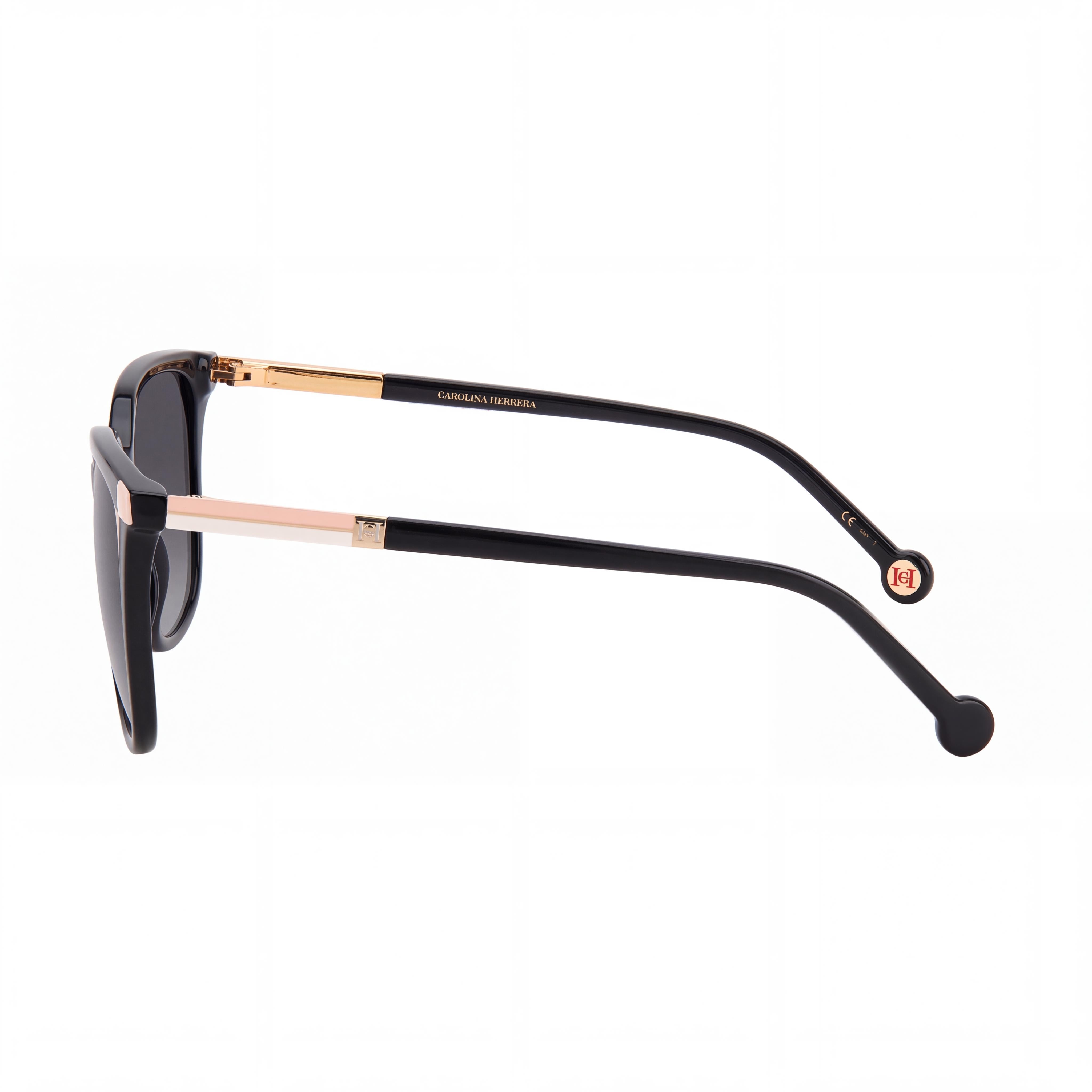 Carolina Herrera Classic HER 0140/S Women's Square Plastic Black Nude Dark Grey Shaded UV Lenses 54mm, Photo 2