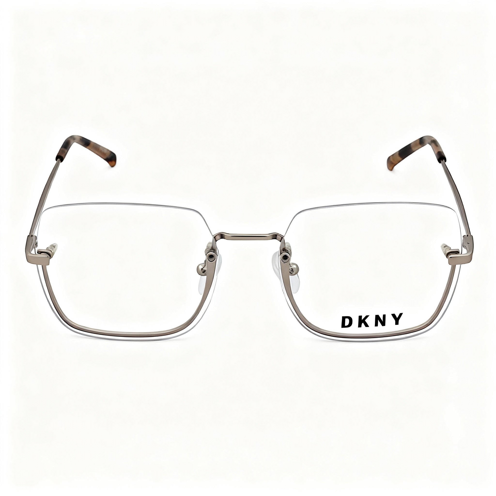 DKNY DK1001 Women's Lightweight Metal Half-Rim Square Optical Eyeglasses with Rose Gold Frame, Lens Width 54mm, Bridge 17mm, Temple 135mm, Photo 4