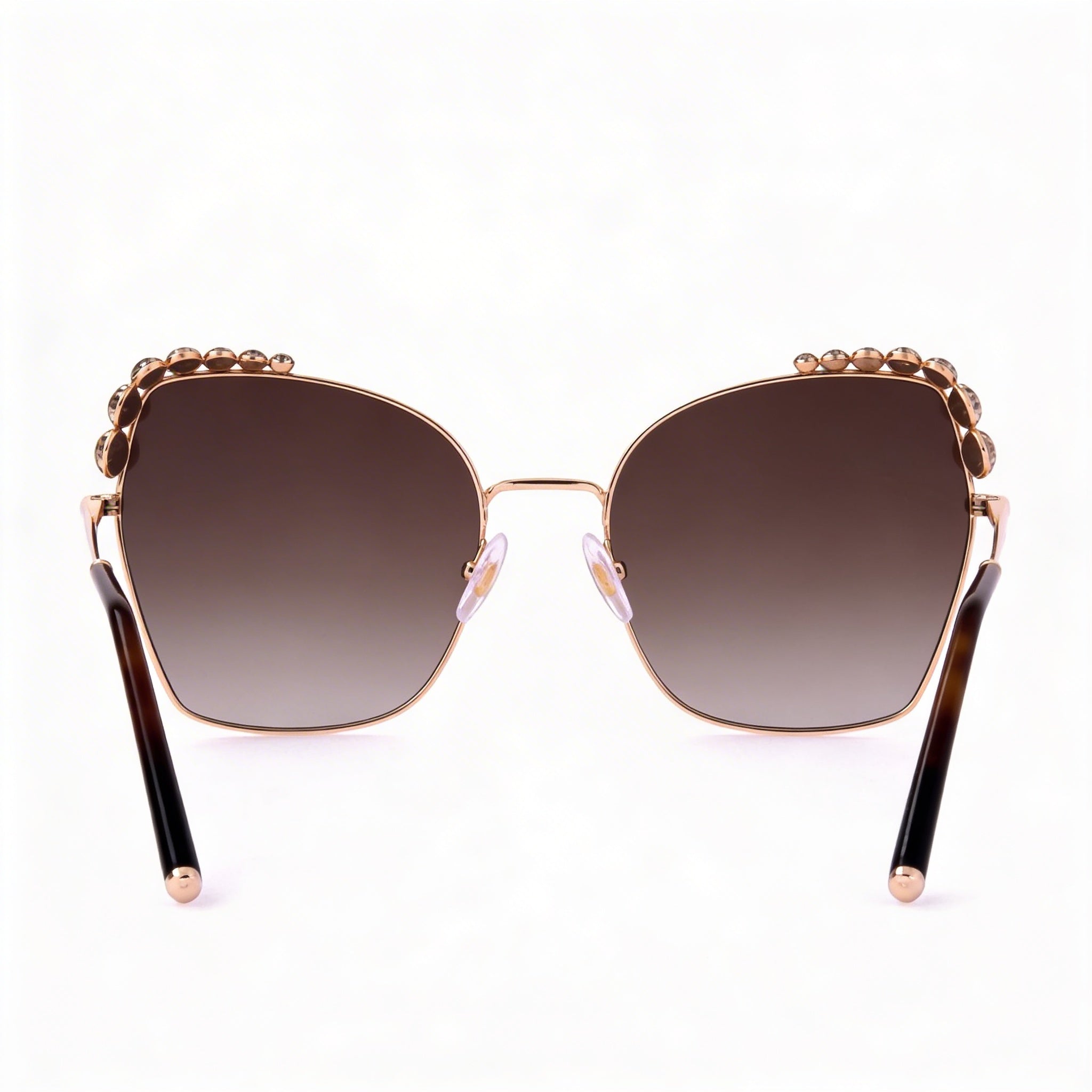 Carolina Herrera Gafas de sol casuales para mujer con protección UV de policarbonato sombreado marrón, metal oro rosa, 59 mm, Photo 4