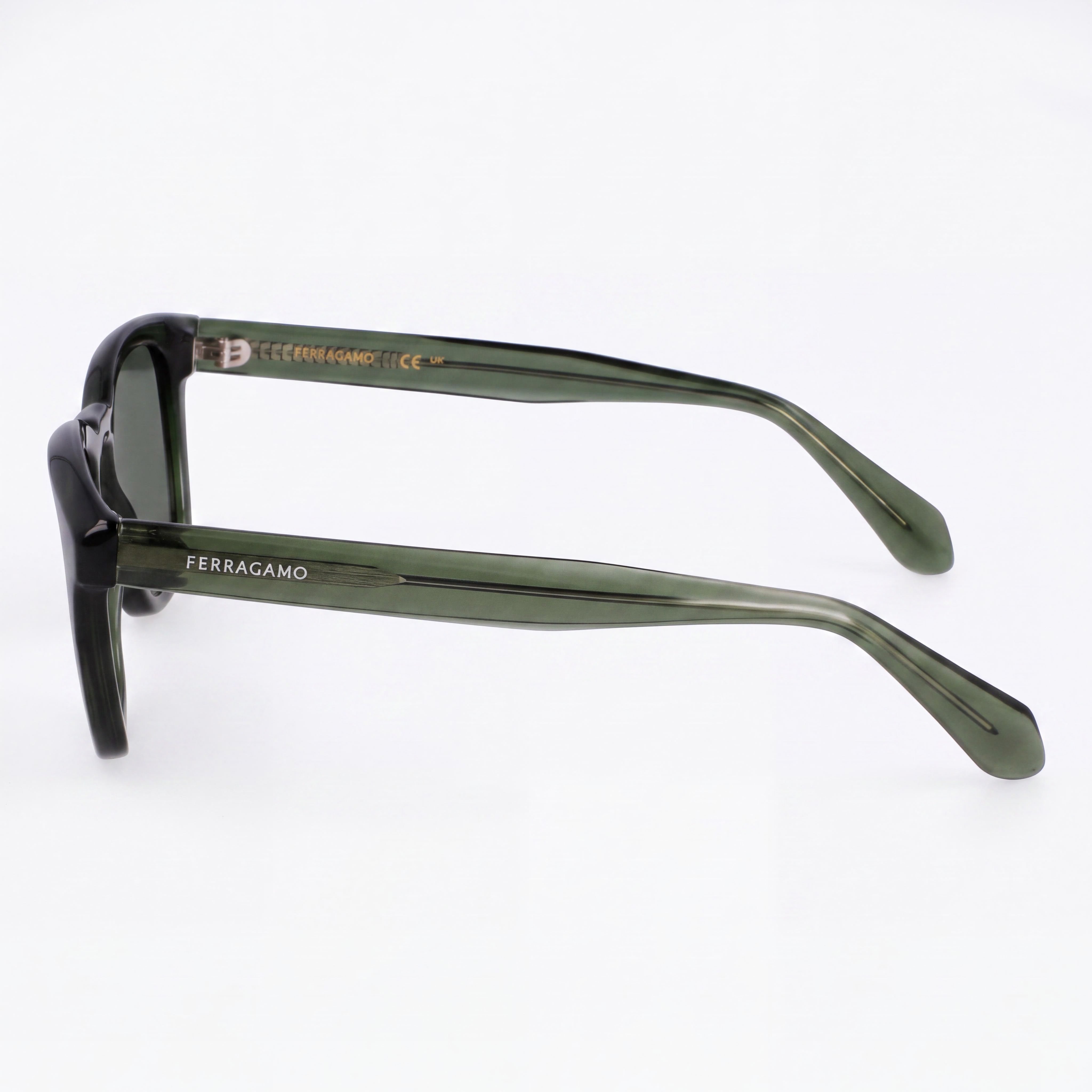 Ferragamo Sf2040se Gafas de Sol Rectangulares para Hombre de Acetato Transparente Caqui UV 400 No Polarizadas 50-21-145, Photo 3