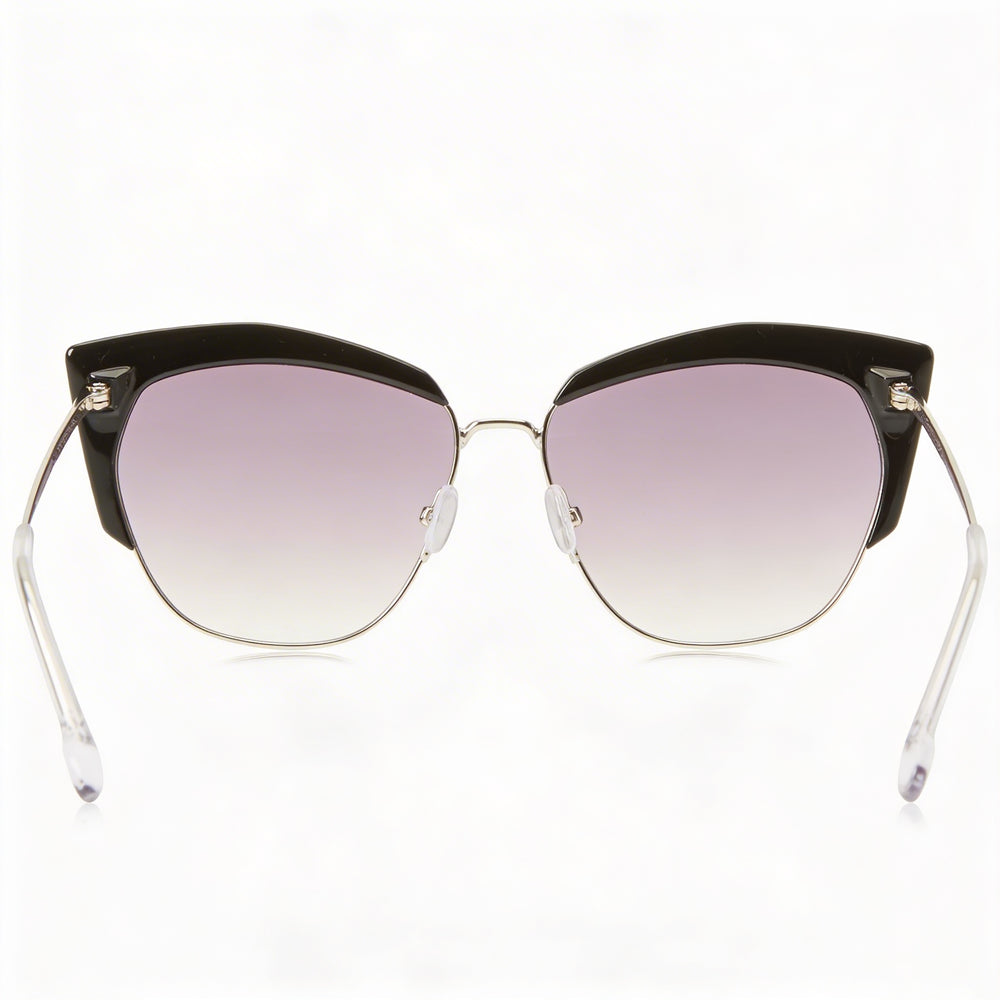 Gafas de sol informales Isabel Marant para mujer, montura metálica negra y plateada, lentes con degradado gris oscuro, 58-15-145