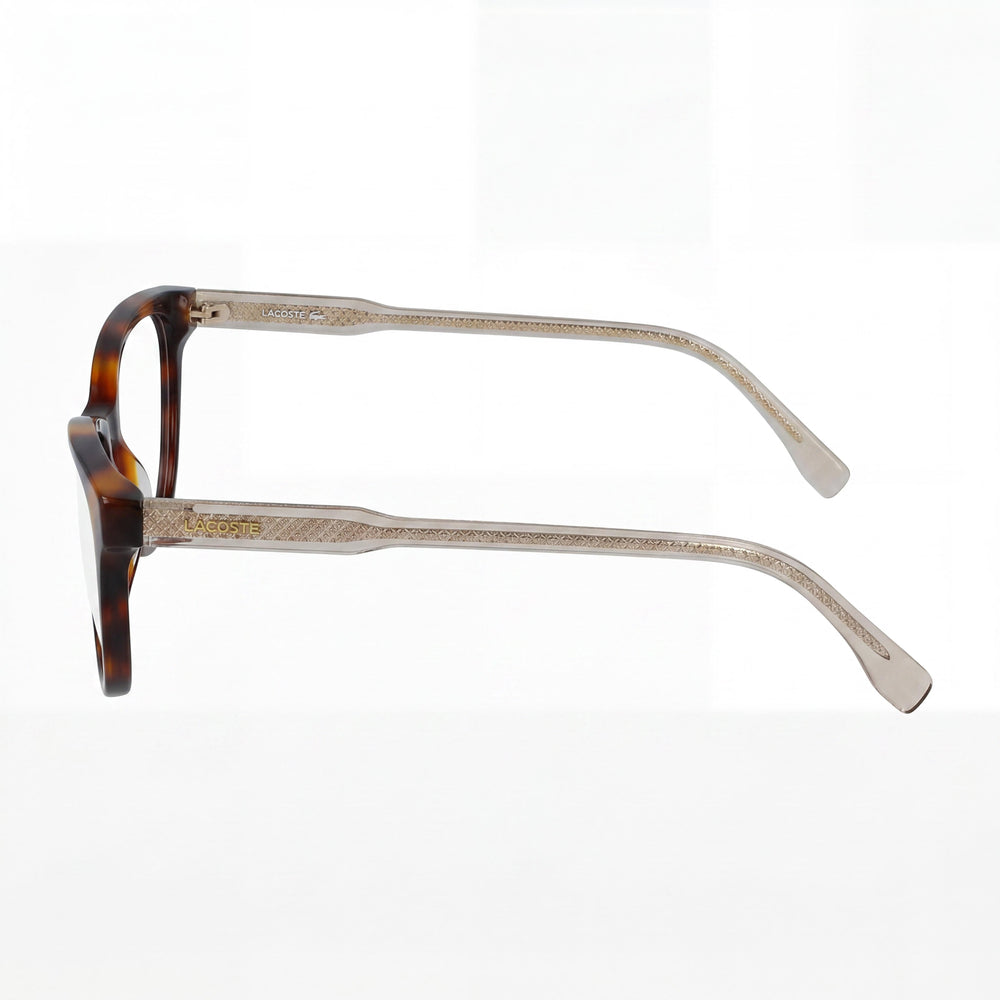 Gafas Unisex Lacoste con Montura de Metal Moderna en Havana, Aptas para Graduación con Lentes de Demostración Transparentes, 53mm